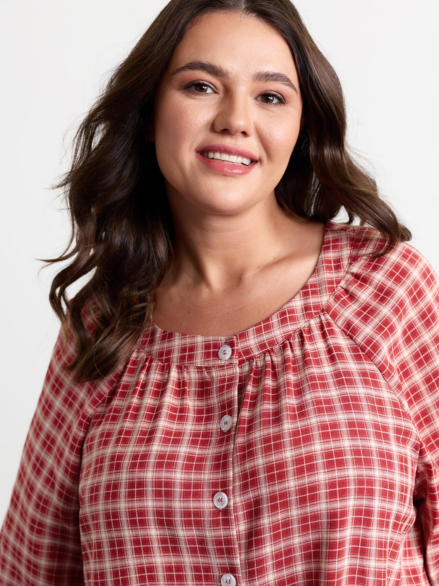 Gingham Ruffled Hem Loungewear Set - Image 33
