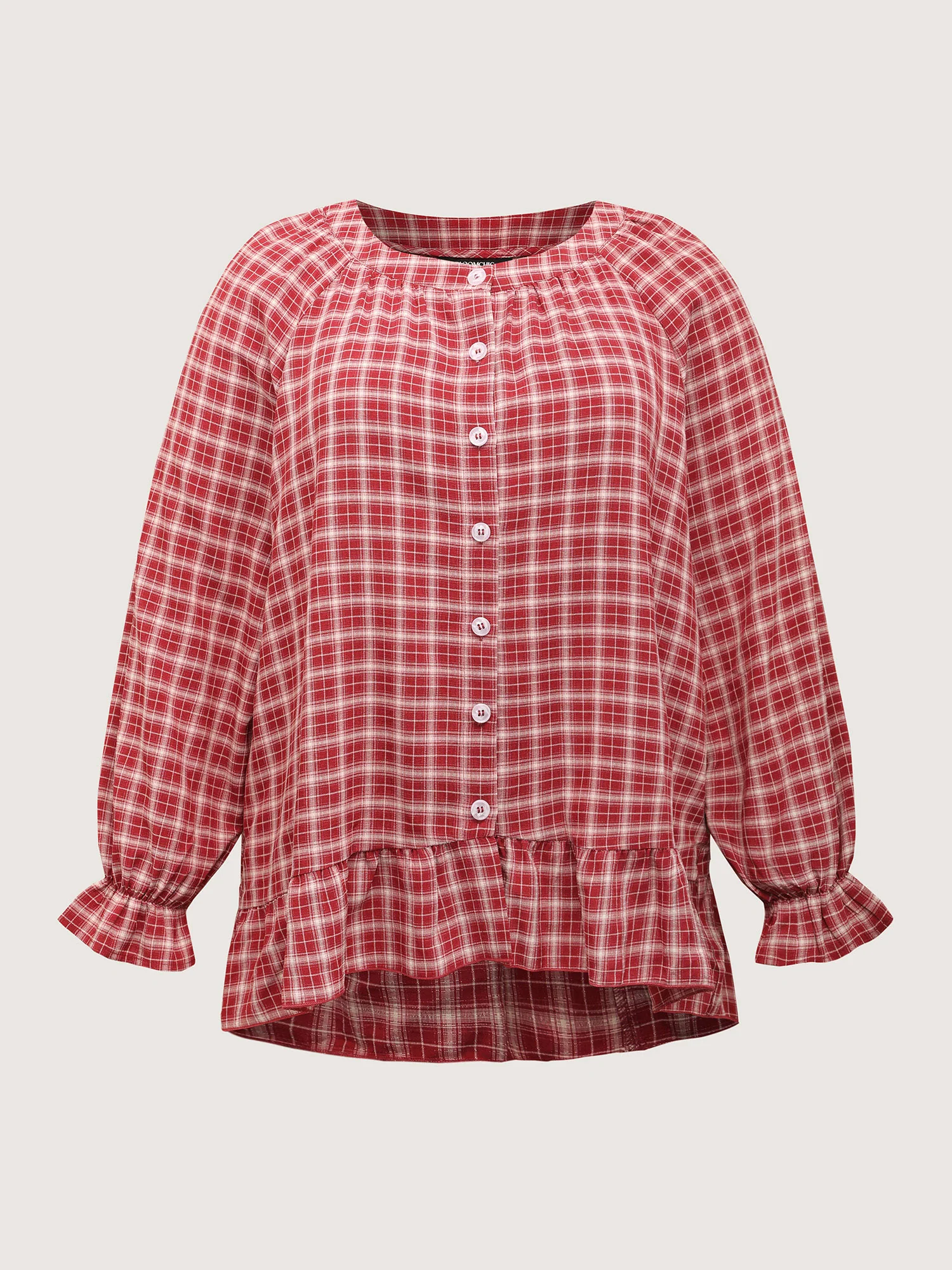 Gingham Ruffled Hem Loungewear Set - Image 38