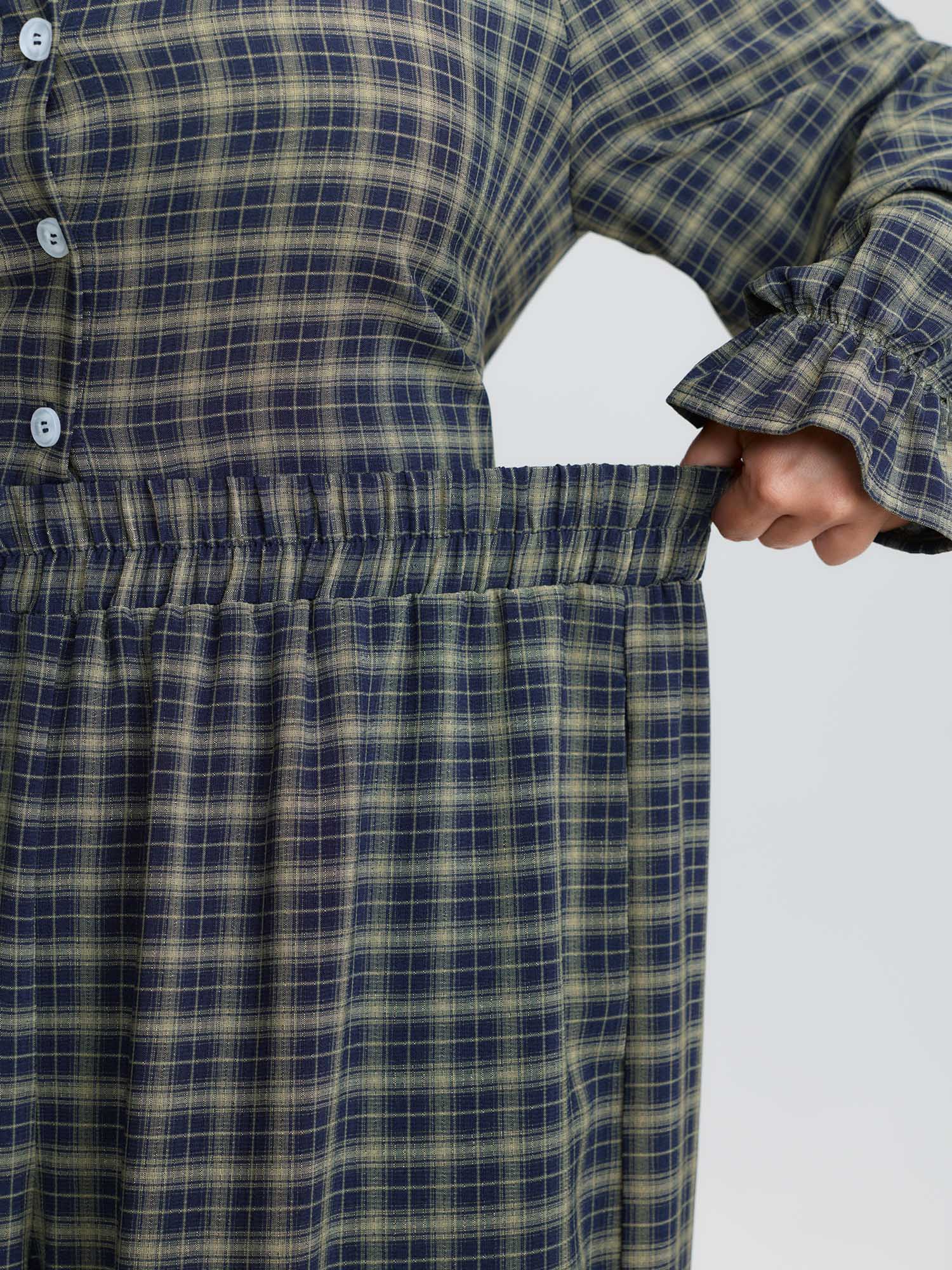 Gingham Ruffled Hem Loungewear Set - Image 48