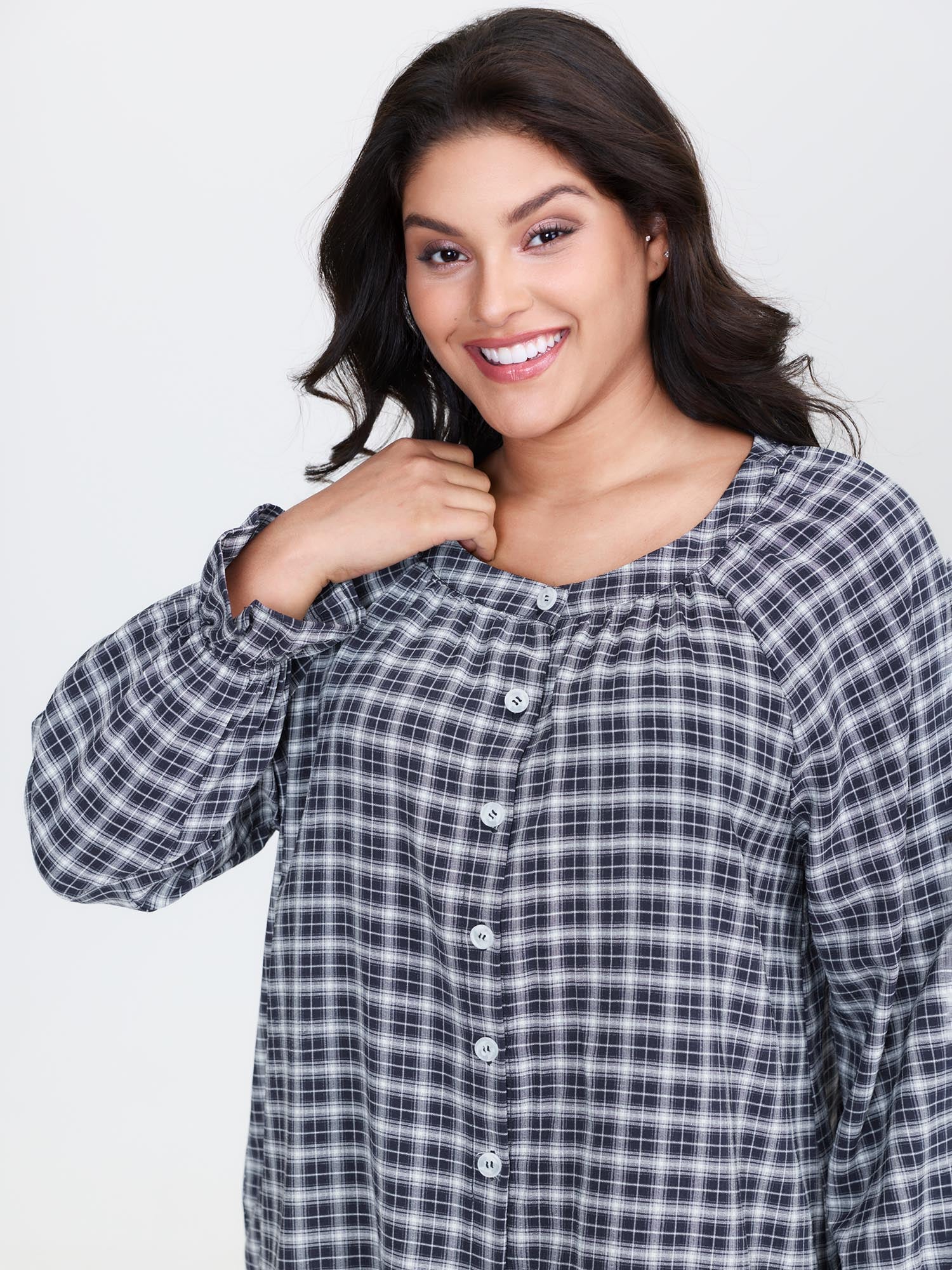 Gingham Ruffled Hem Loungewear Set - Image 51