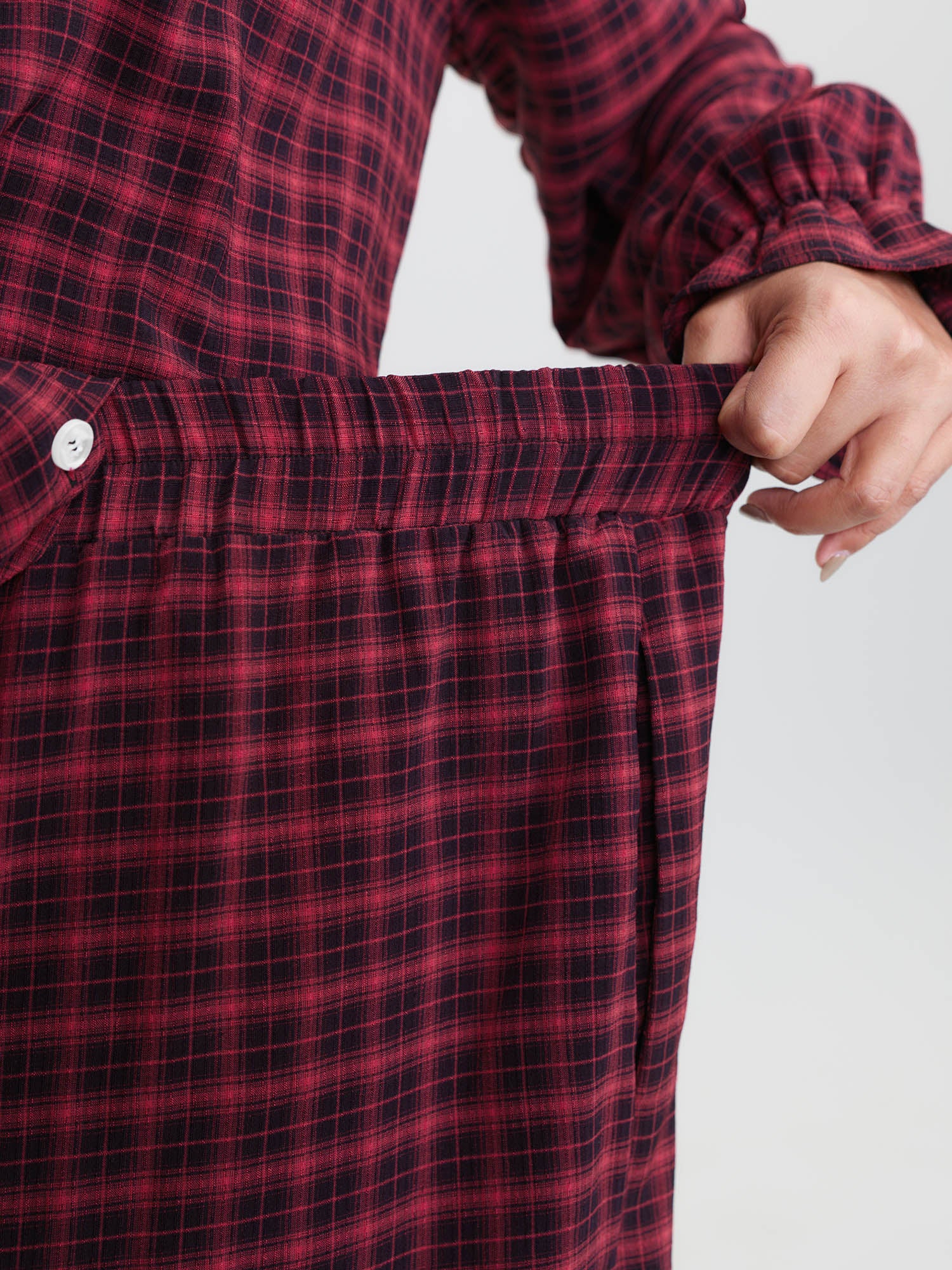 Gingham Ruffled Hem Loungewear Set - Image 6