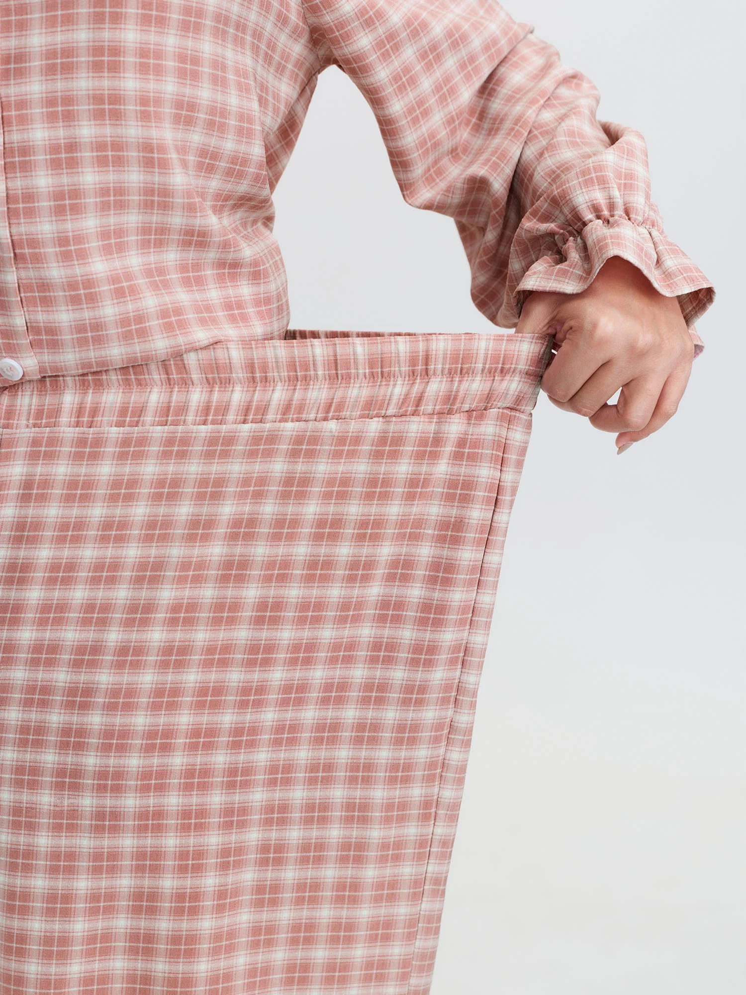 Gingham Ruffled Hem Loungewear Set - Image 68
