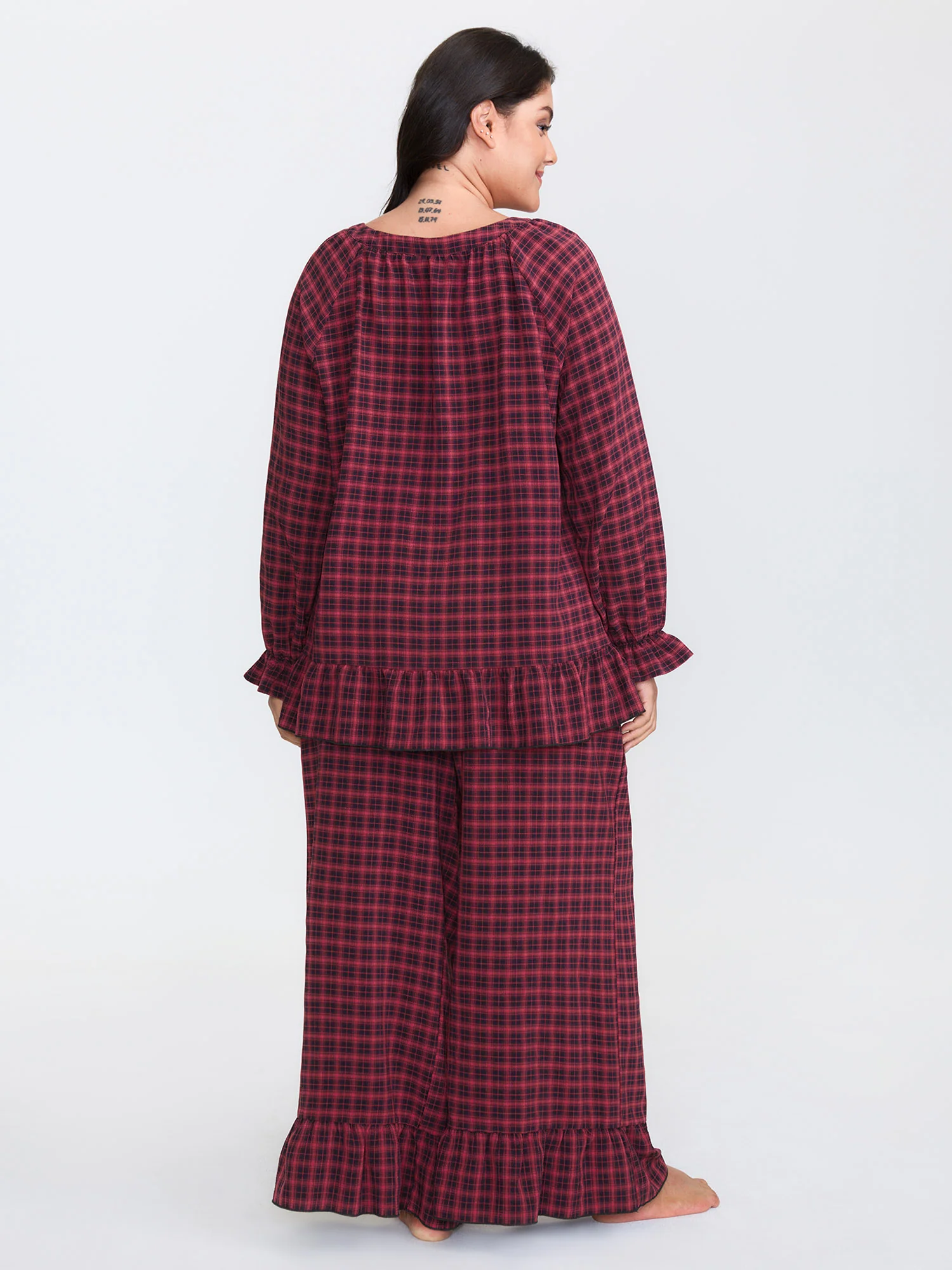 Gingham Ruffled Hem Loungewear Set - Image 7