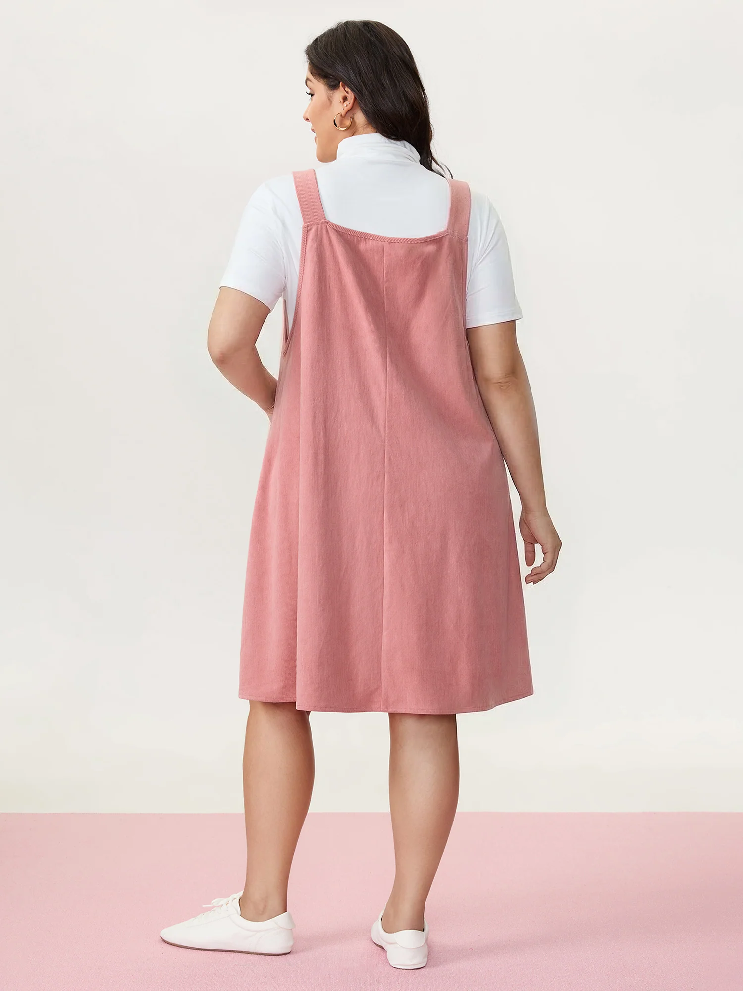Heart Embroidered Pockets Adjustable Overall Dress - Image 5