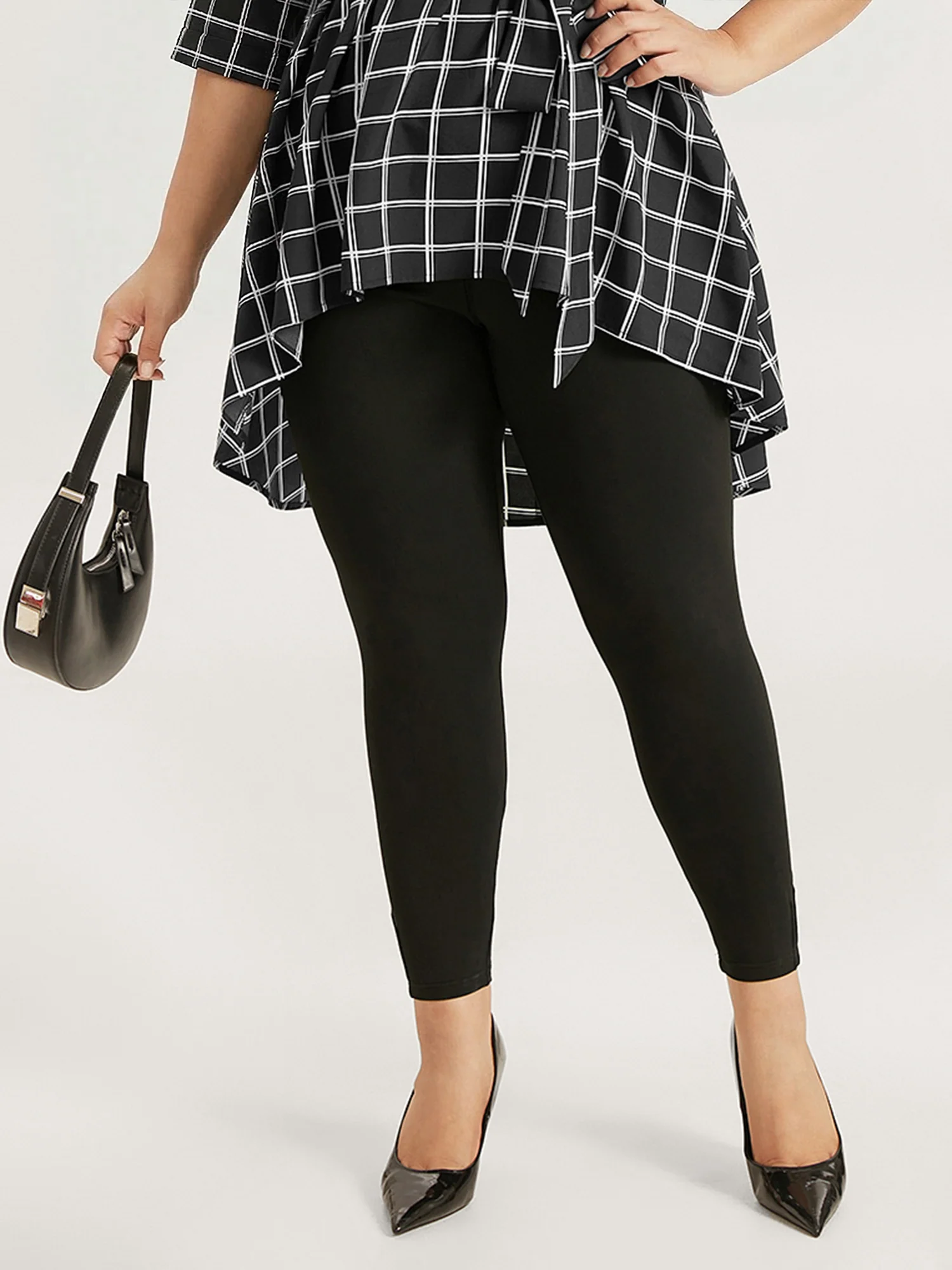 High Rise Pleated Elastic Waist Skinny Leggings - Image 2