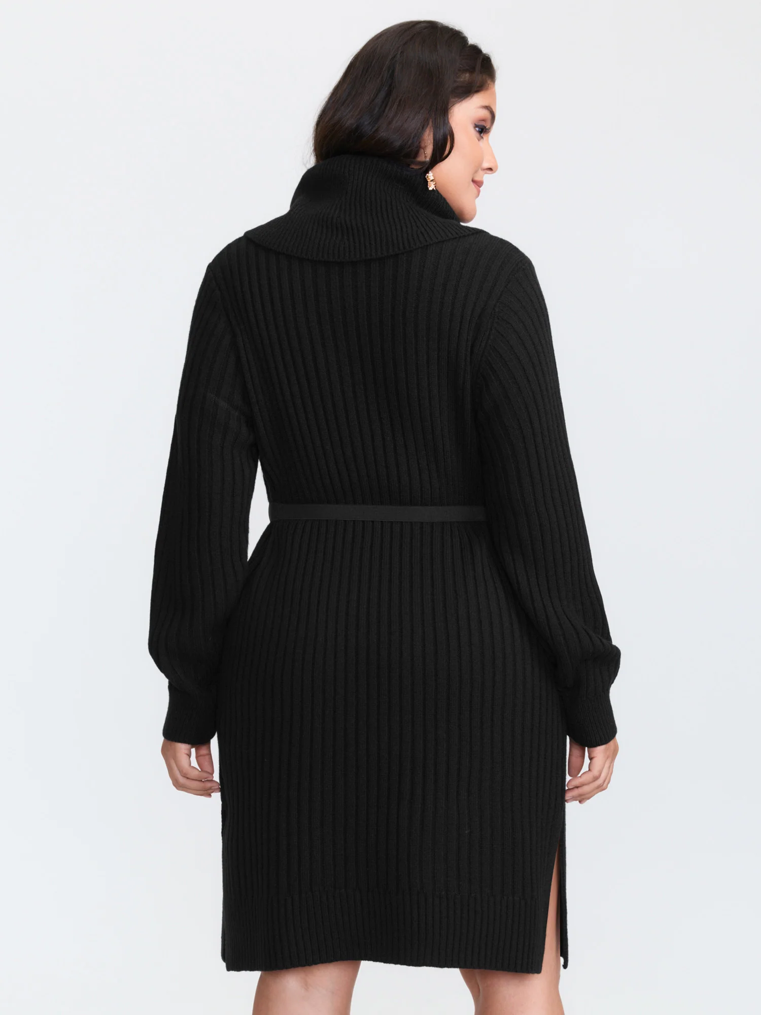 High Turtleneck Textured Sweater Dress - Image 6