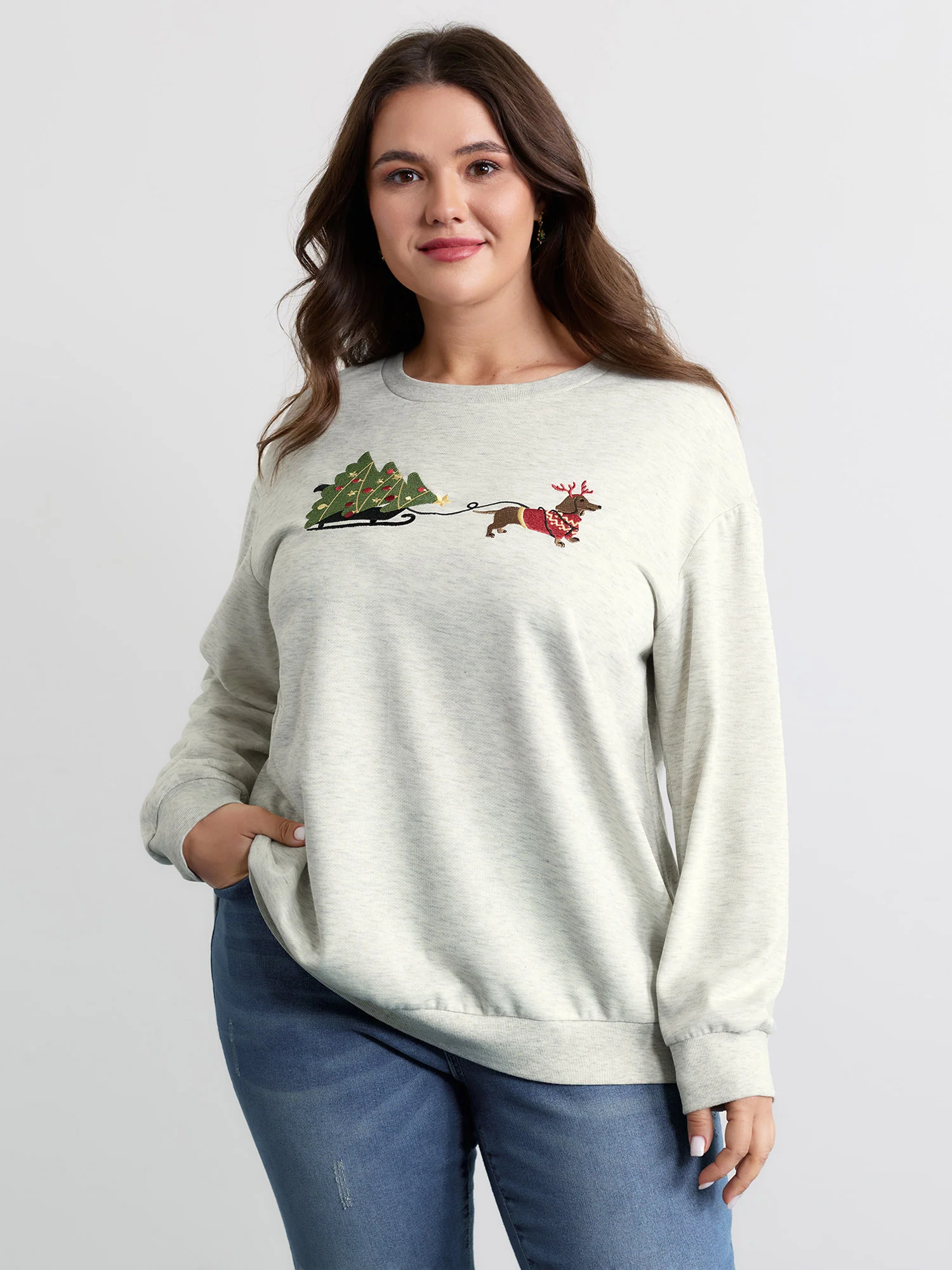 Holiday Gifts Embroidered Heather Sweatshirt - Image 5