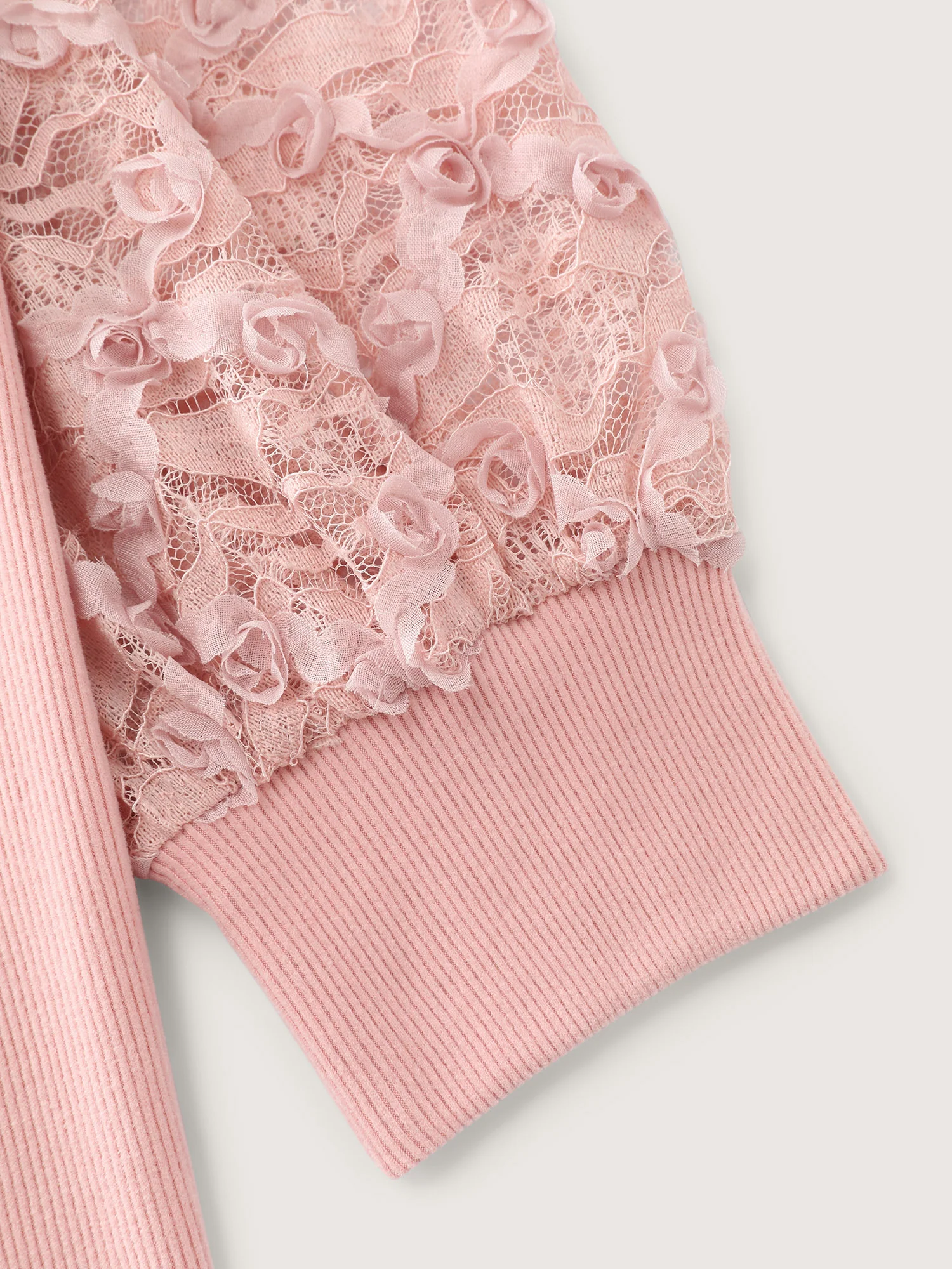 Lace Sleeve 3D Floral Knit Top - Image 6
