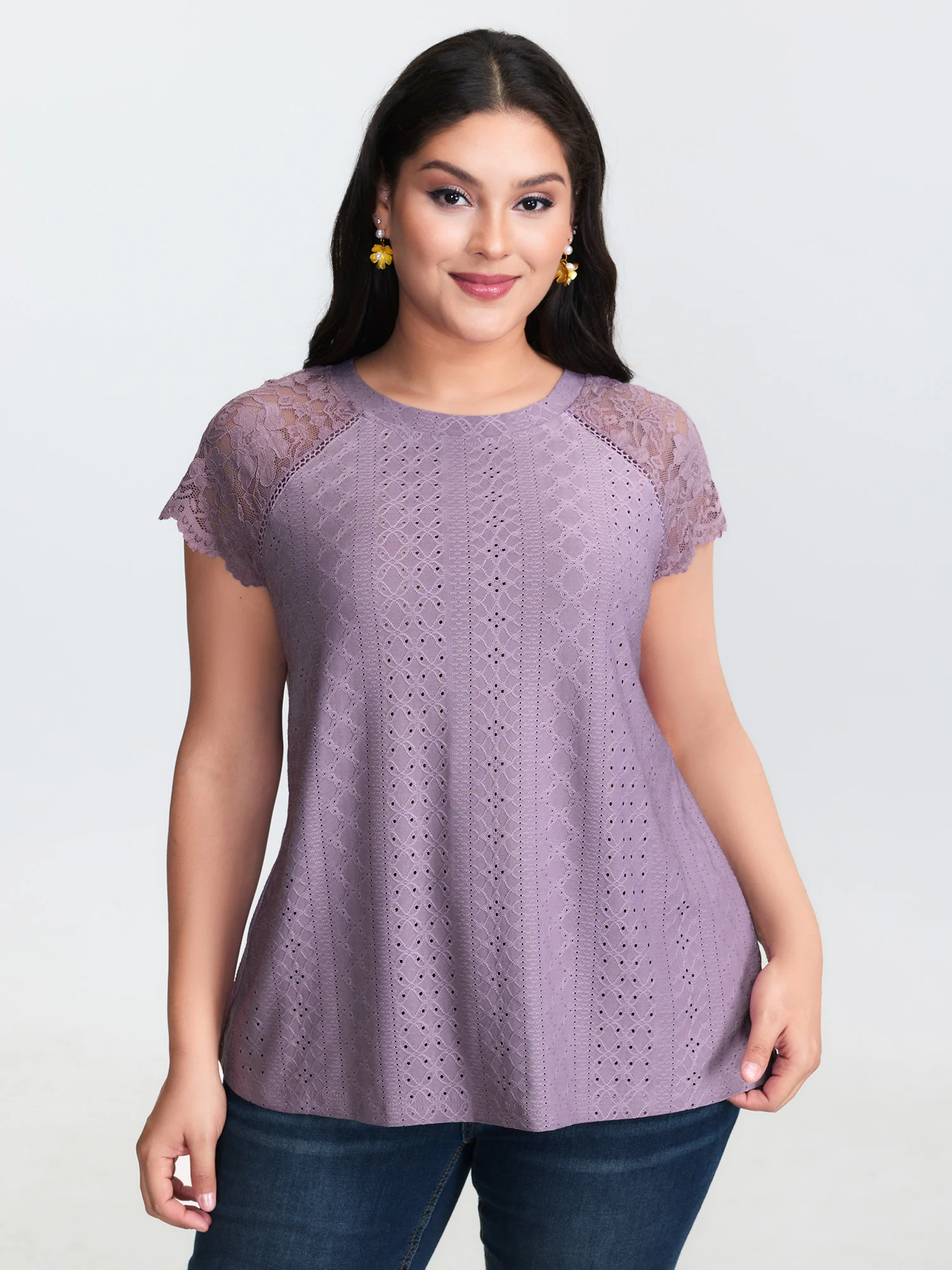 Lace Trim Back-Tie T-Shirt - Image 2