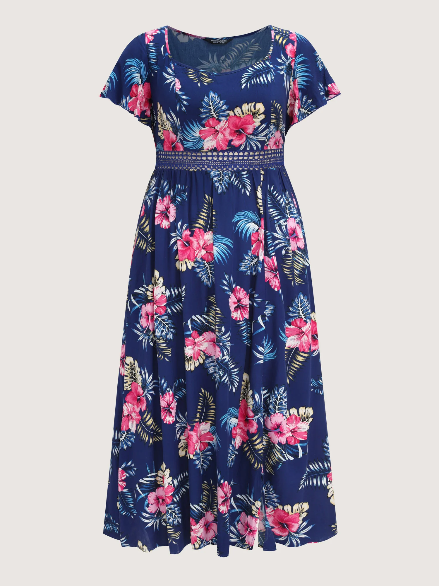 Large Floral Print Flowy Sleeve Maxi Dress - Image 7