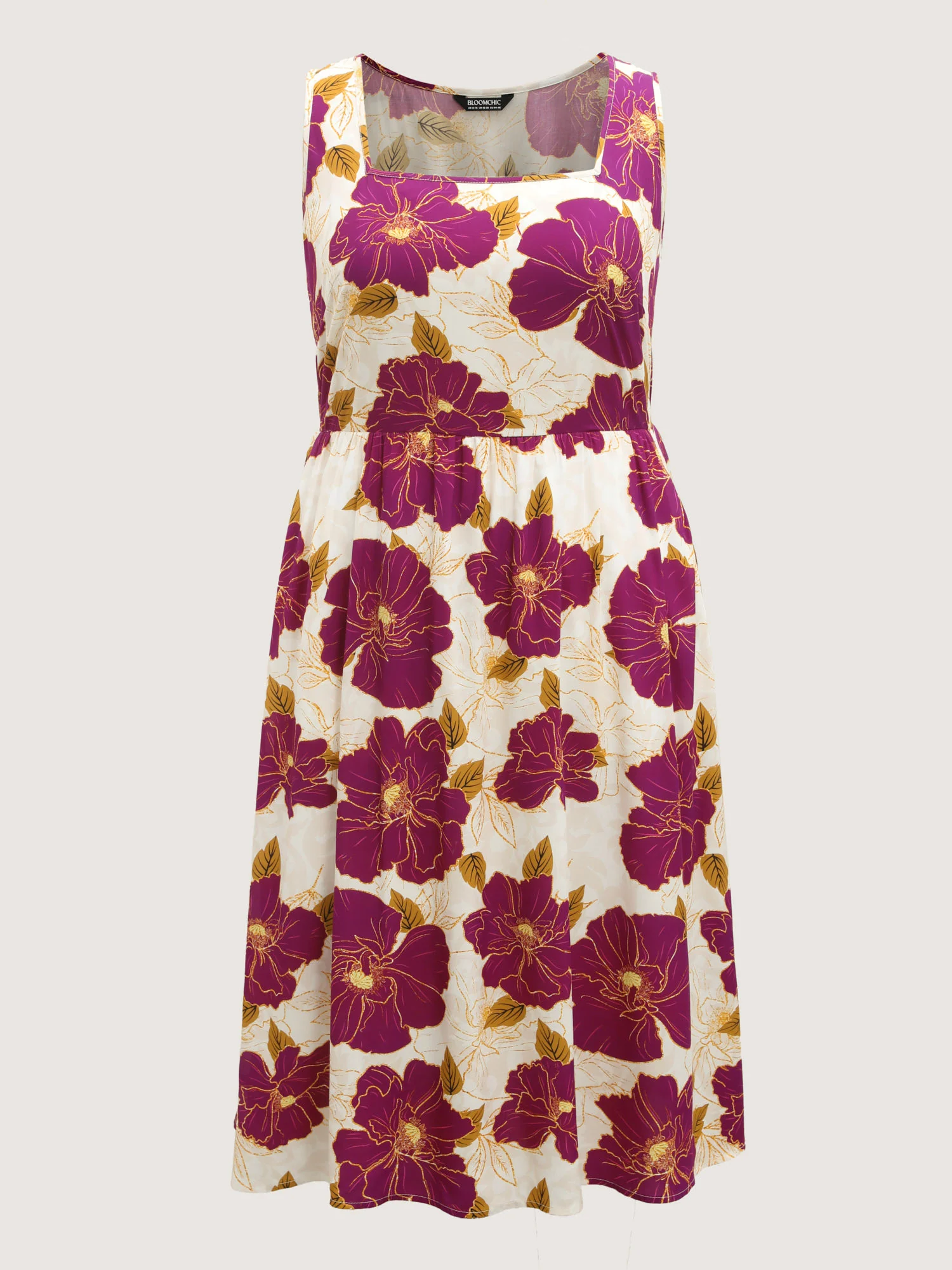 Large Floral Print Pockets Midi Dress - Image 7