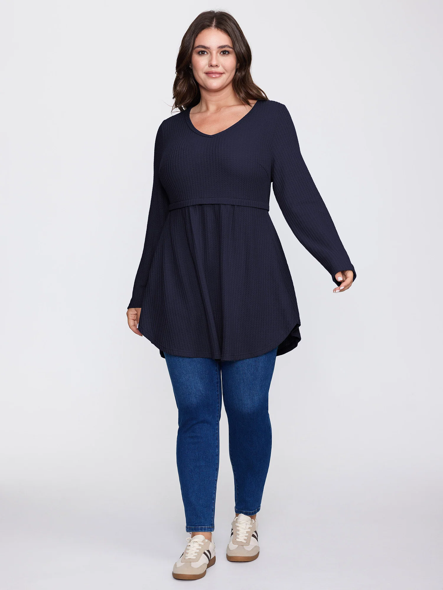 Layered V-Neck Fit and Flare Knit Top - Image 10