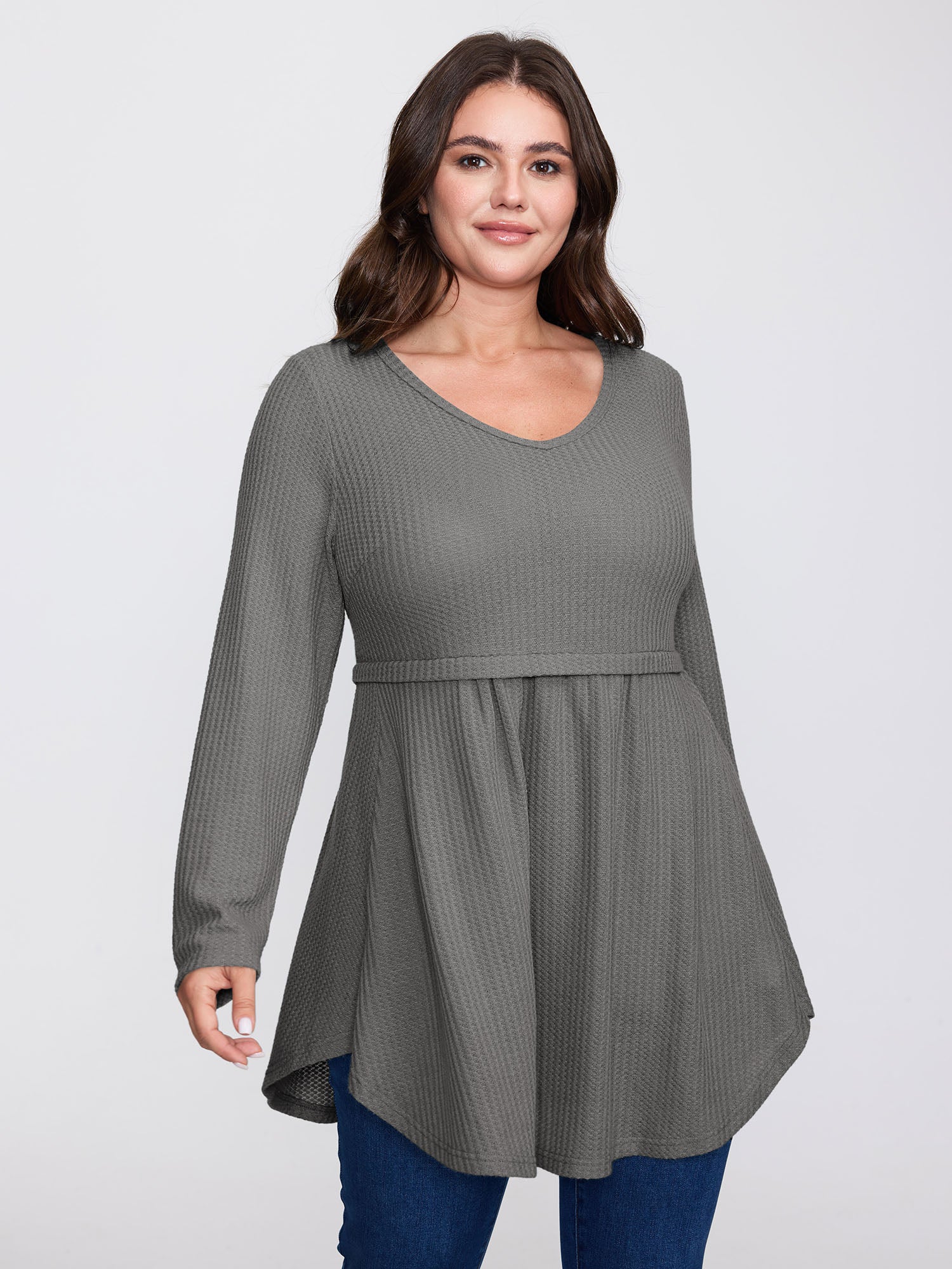 Layered V-Neck Fit and Flare Knit Top - Image 12