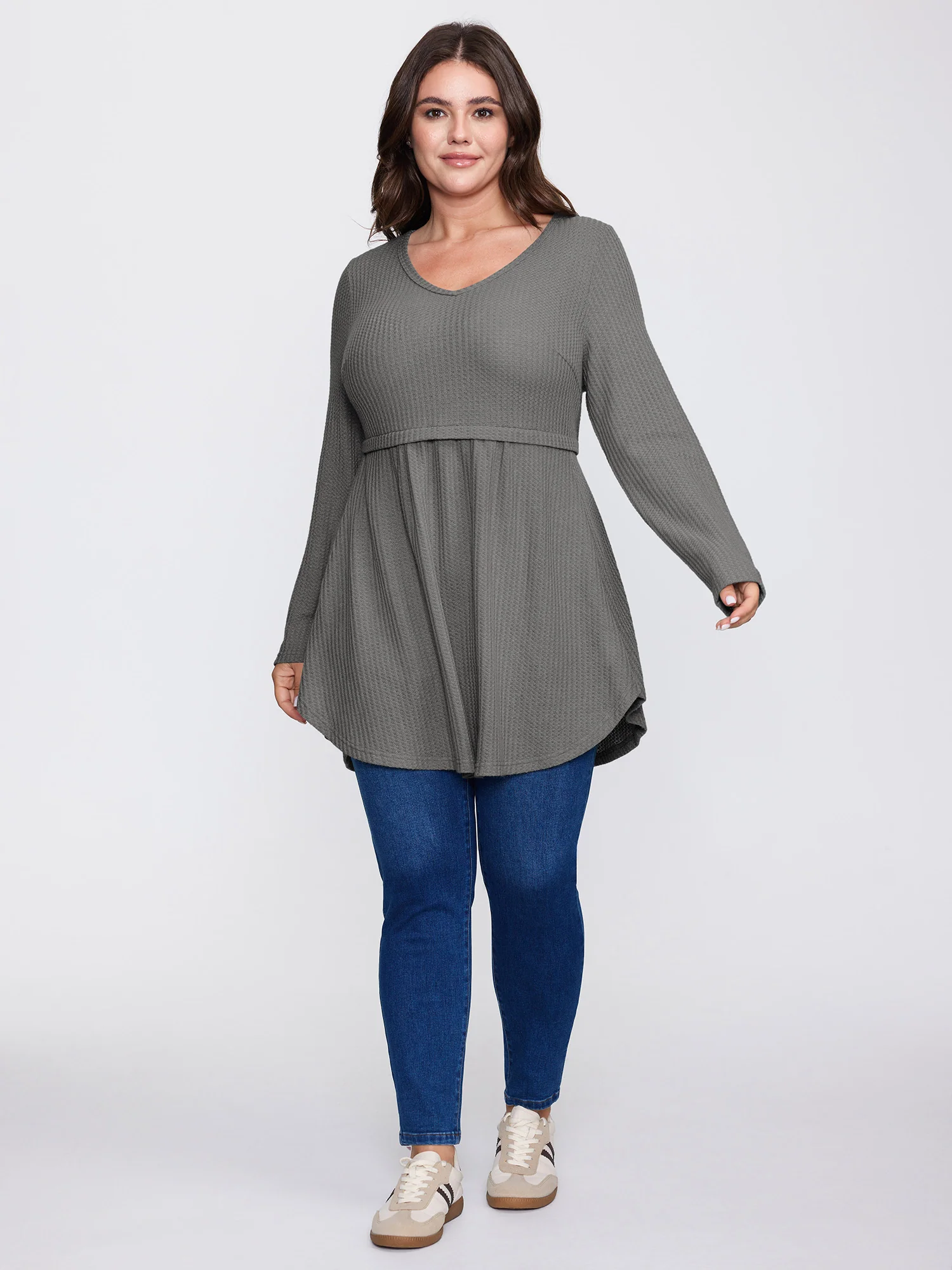 Layered V-Neck Fit and Flare Knit Top - Image 14