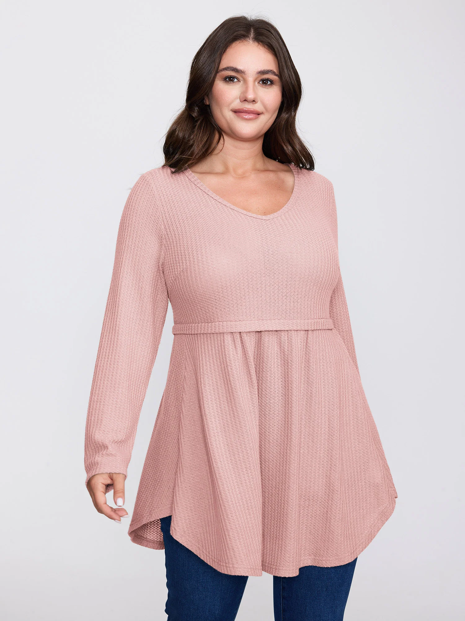 Layered V-Neck Fit and Flare Knit Top - Image 16