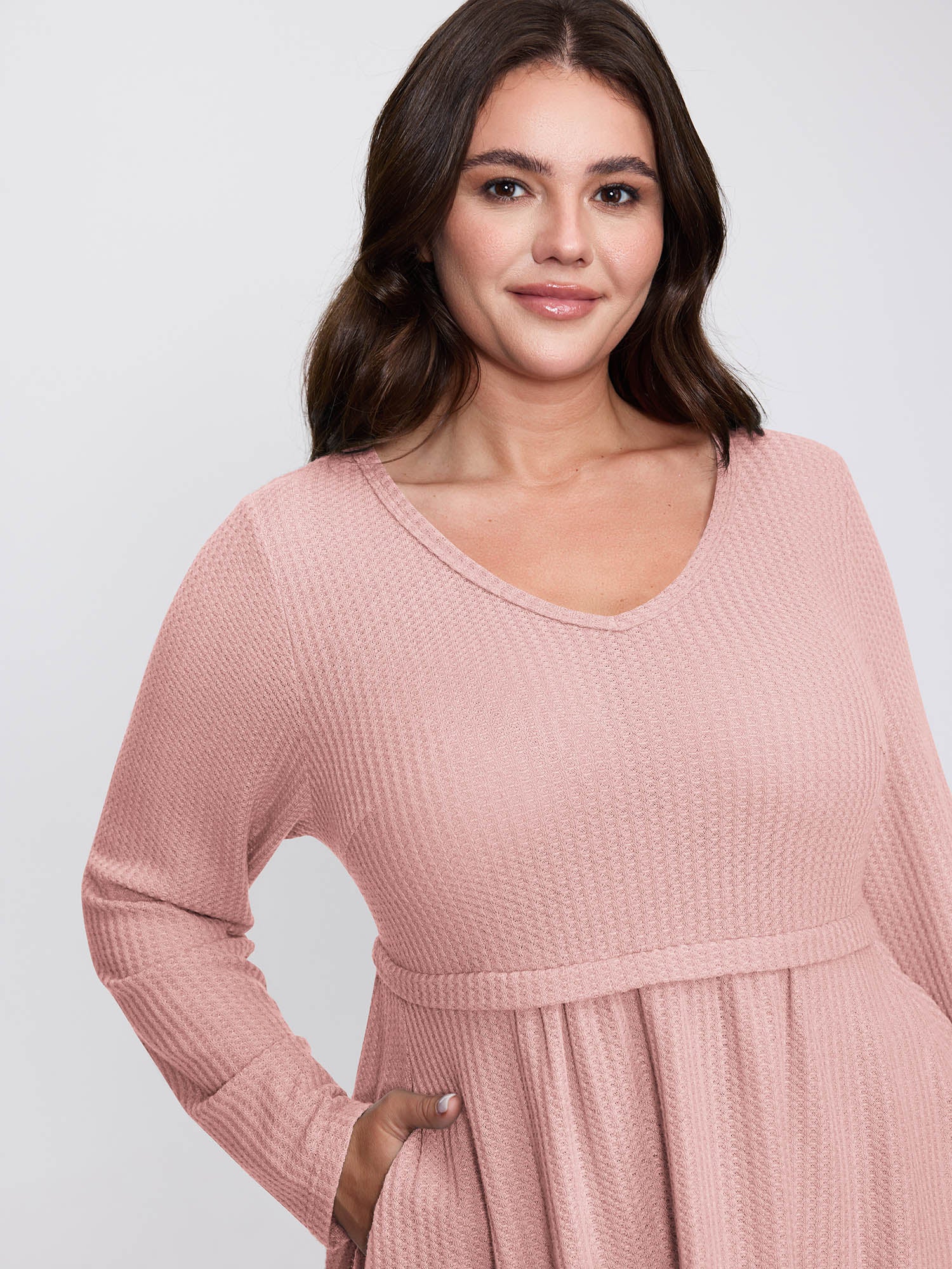 Layered V-Neck Fit and Flare Knit Top - Image 17