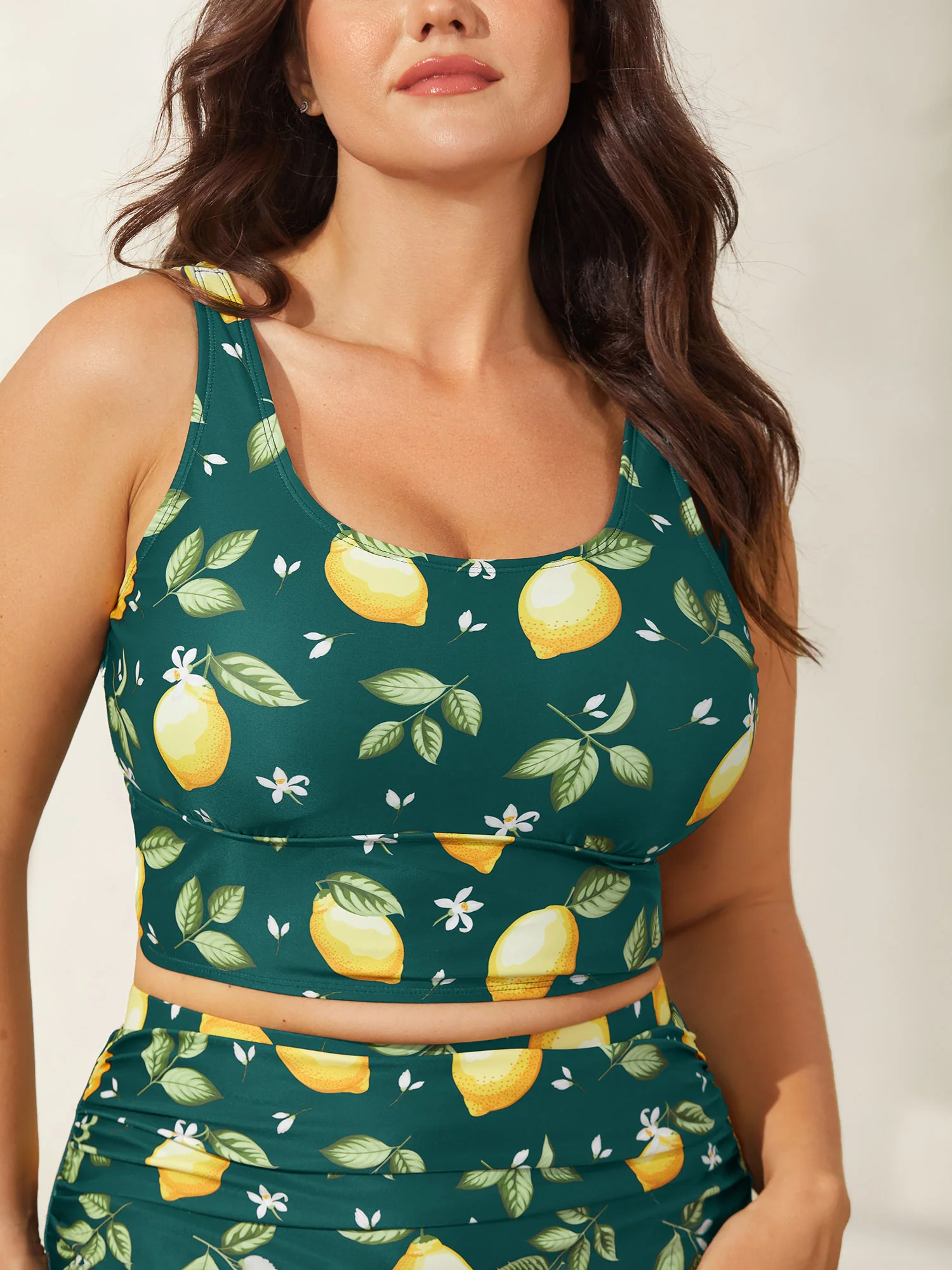 Lemon Print Scoop Neck Bikini Top - Image 8