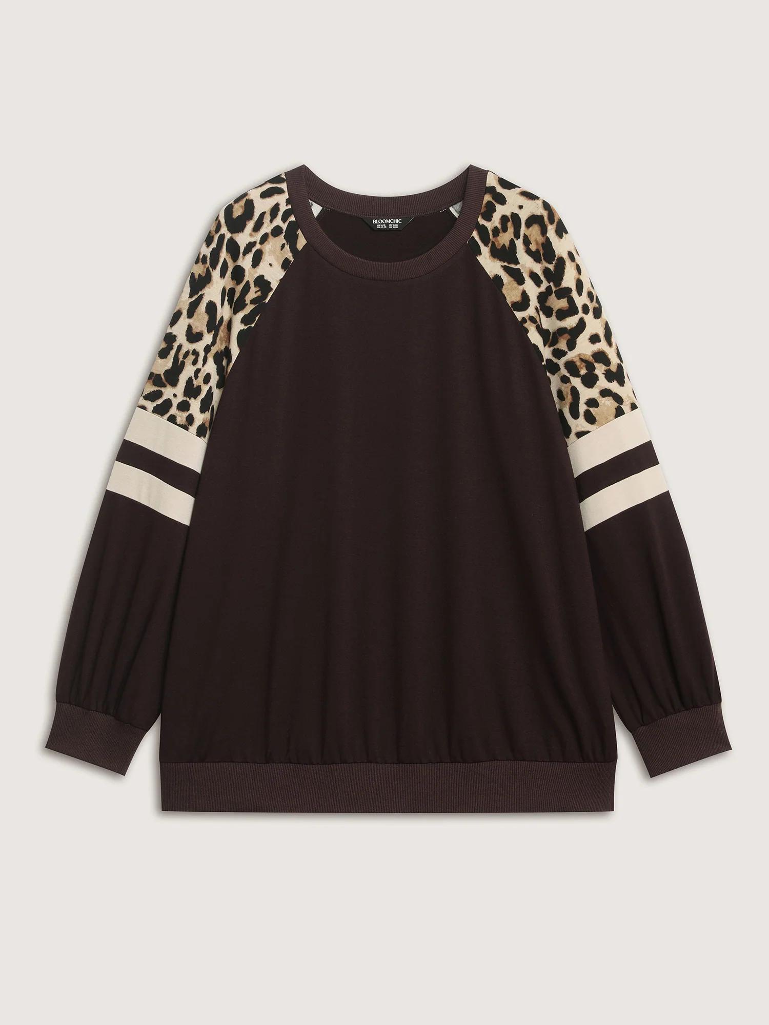 Leopard Print Stretchy Hem Contrast Sweatshirt - Image 7