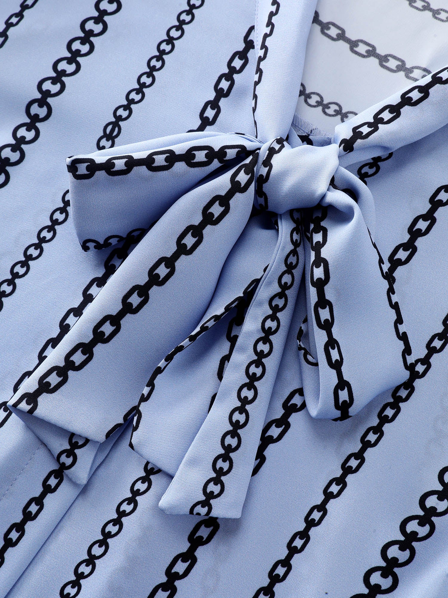 Loop Striped Bow-Tie Neckline Blouse - Image 6