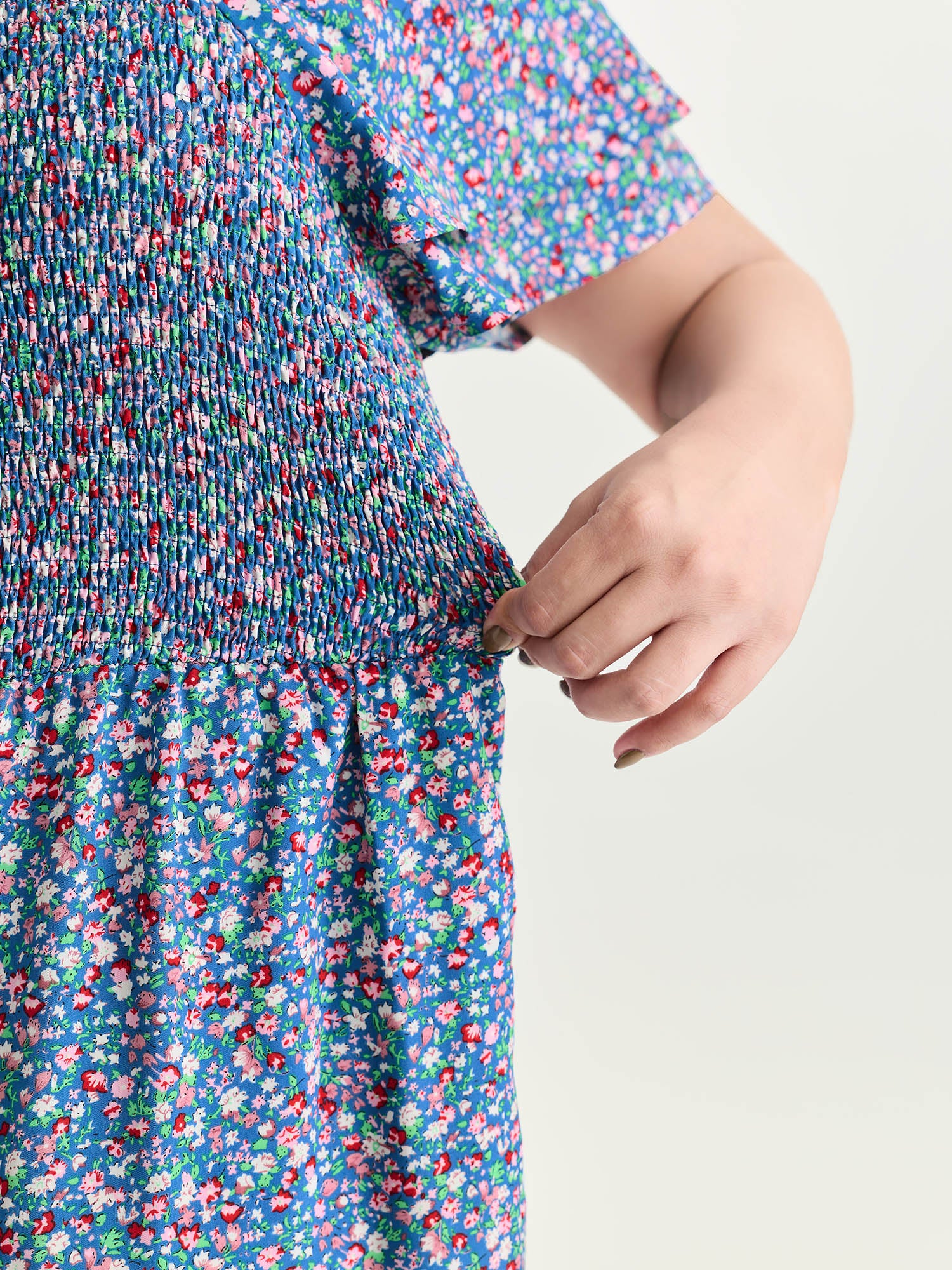 Micro Floral Print Shirred Jumpsuit - Image 3