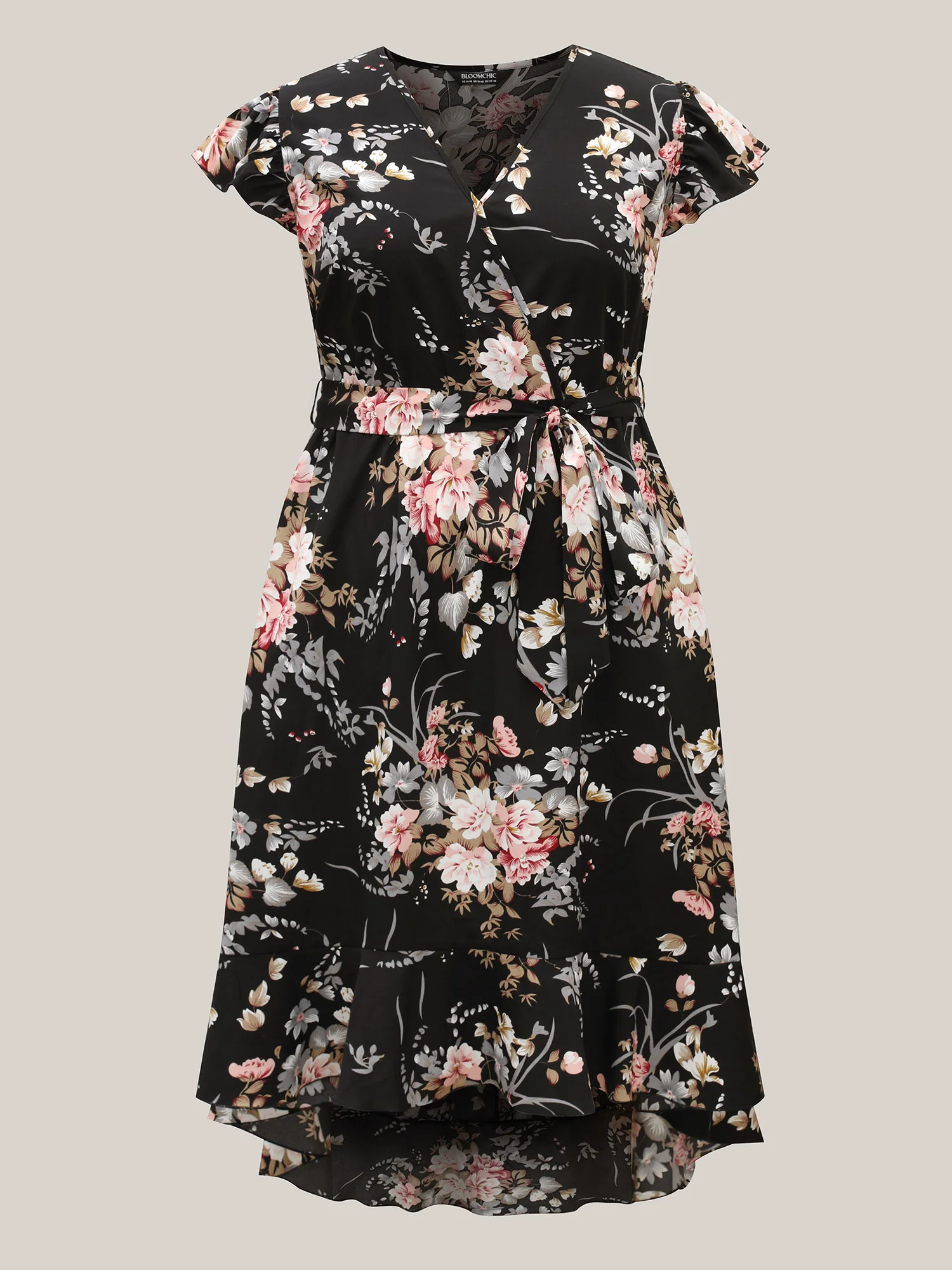 Midnight Blooms Wrap A-Line Midi Dress - Image 8