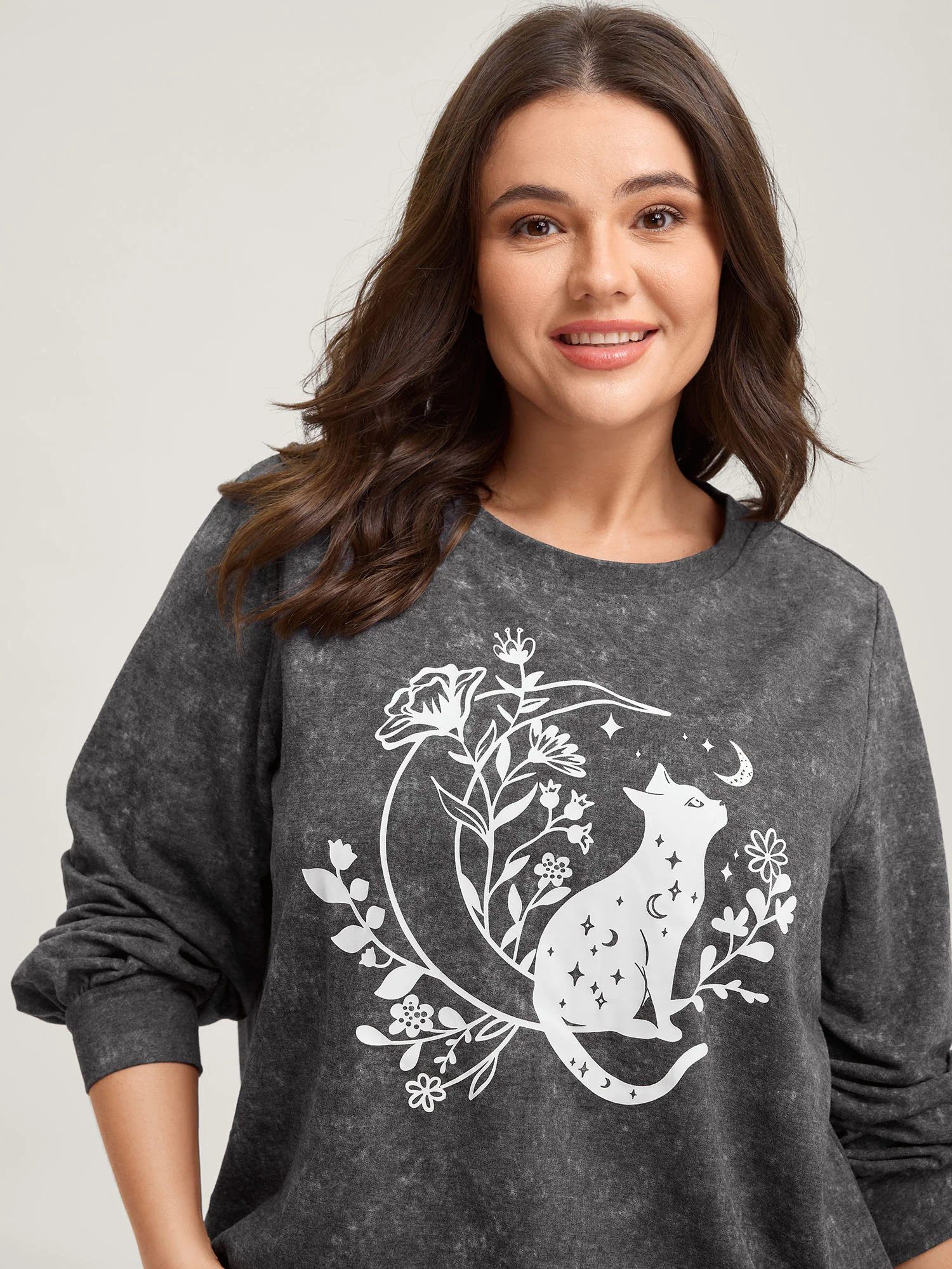 Midnight Cat Stretchy Solid Sweatshirt