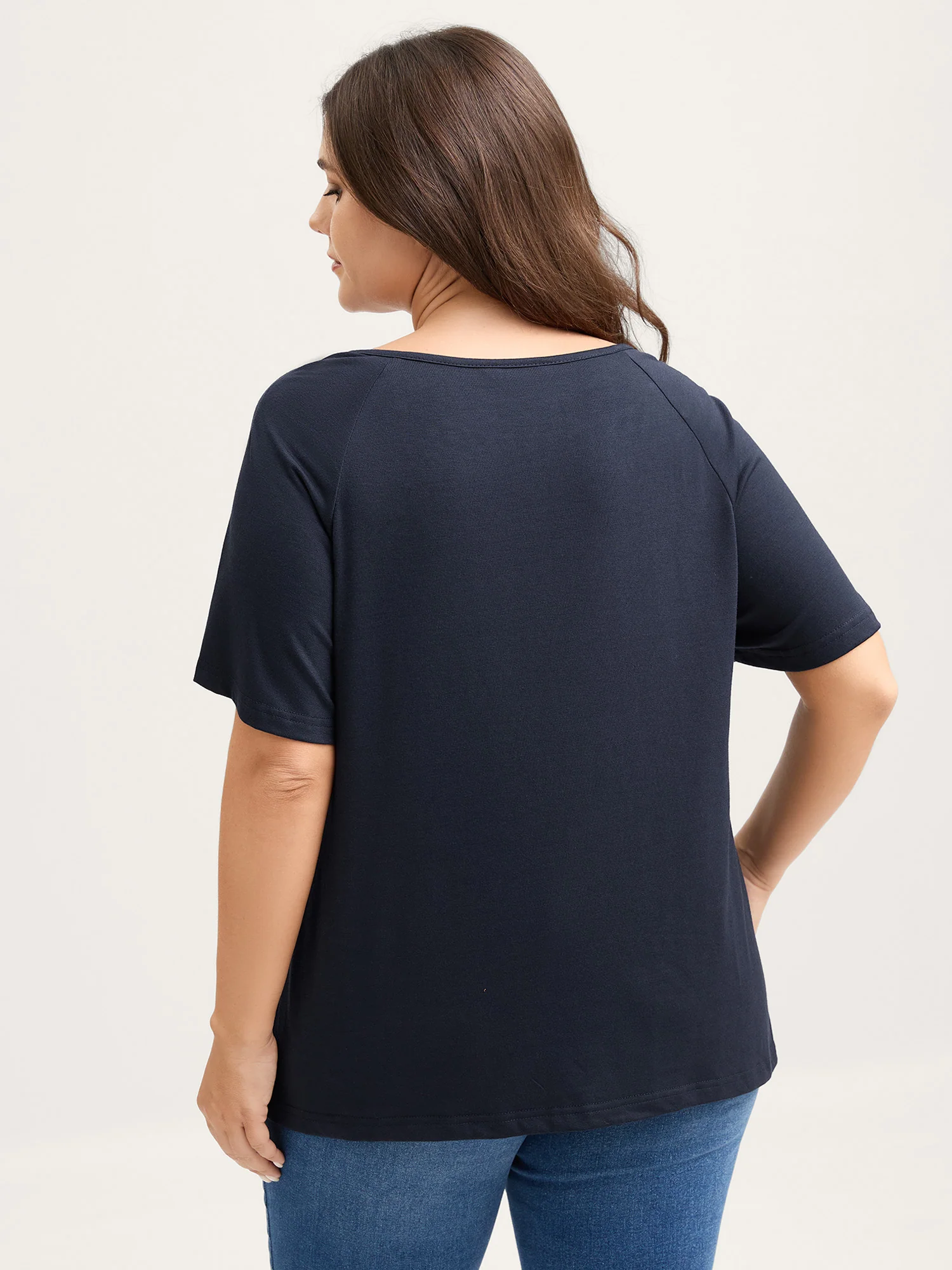 Supersoft Neckline Sheer Lace Neck T-Shirt - Image 4