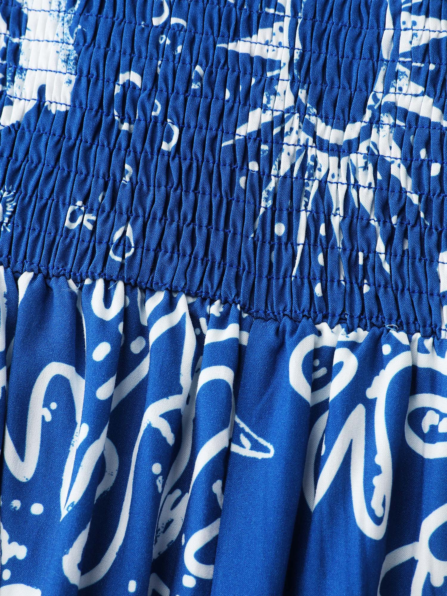 Ocean Print Shirred Adjustable Strap Maxi Dress - Image 5
