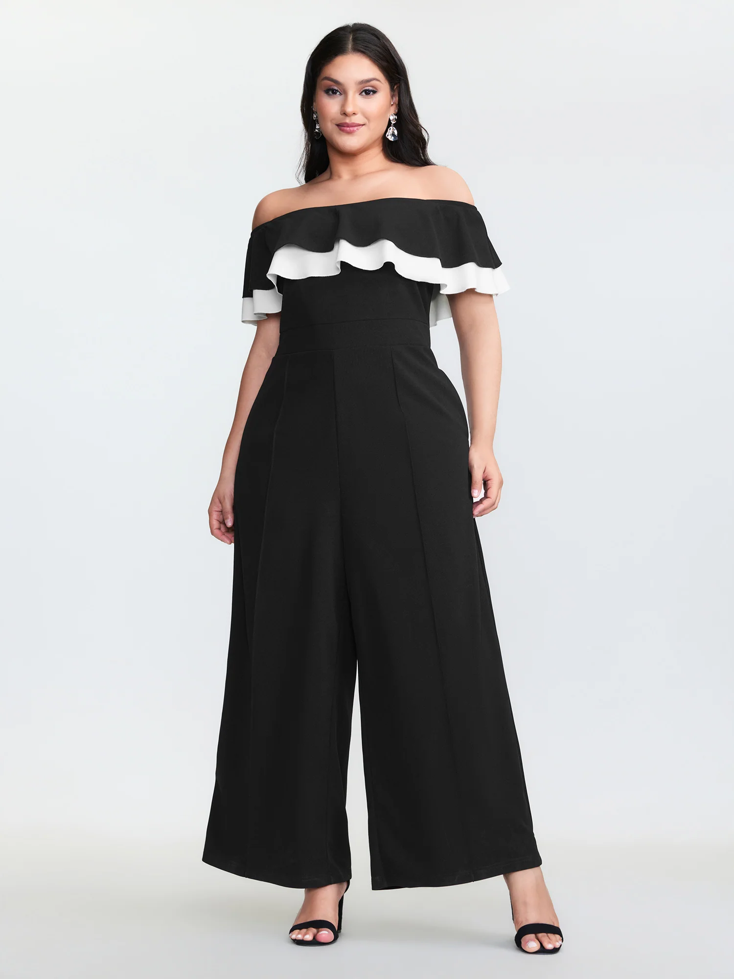 Off-Shoulder Lotus Leaf Neckline Jumpsuit - Image 3