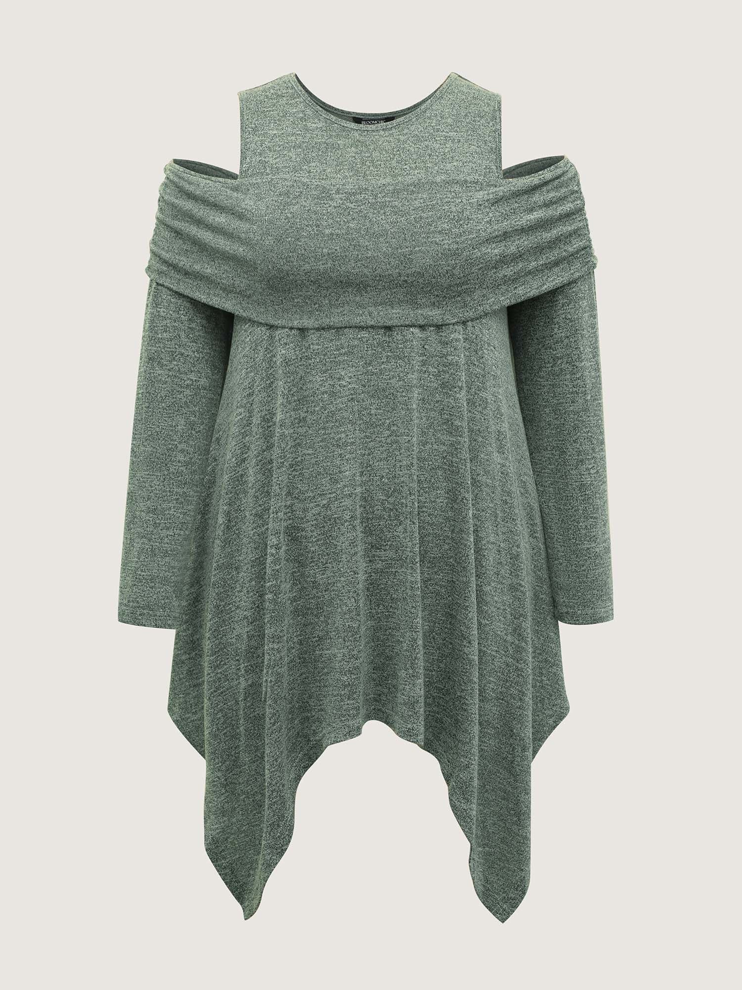 Supersoft Off-Shoulder Pleated Asymmetrical Hem Top - Image 11