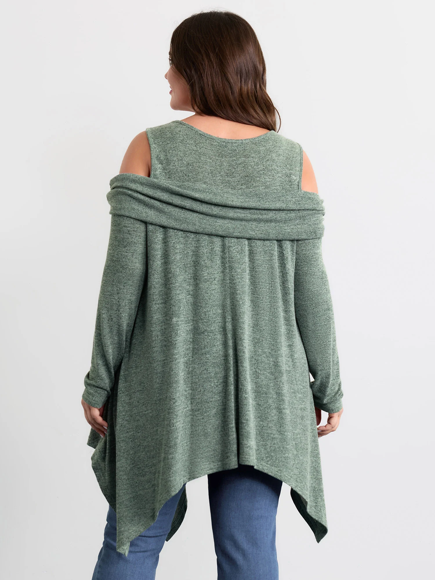 Supersoft Off-Shoulder Pleated Asymmetrical Hem Top - Image 8
