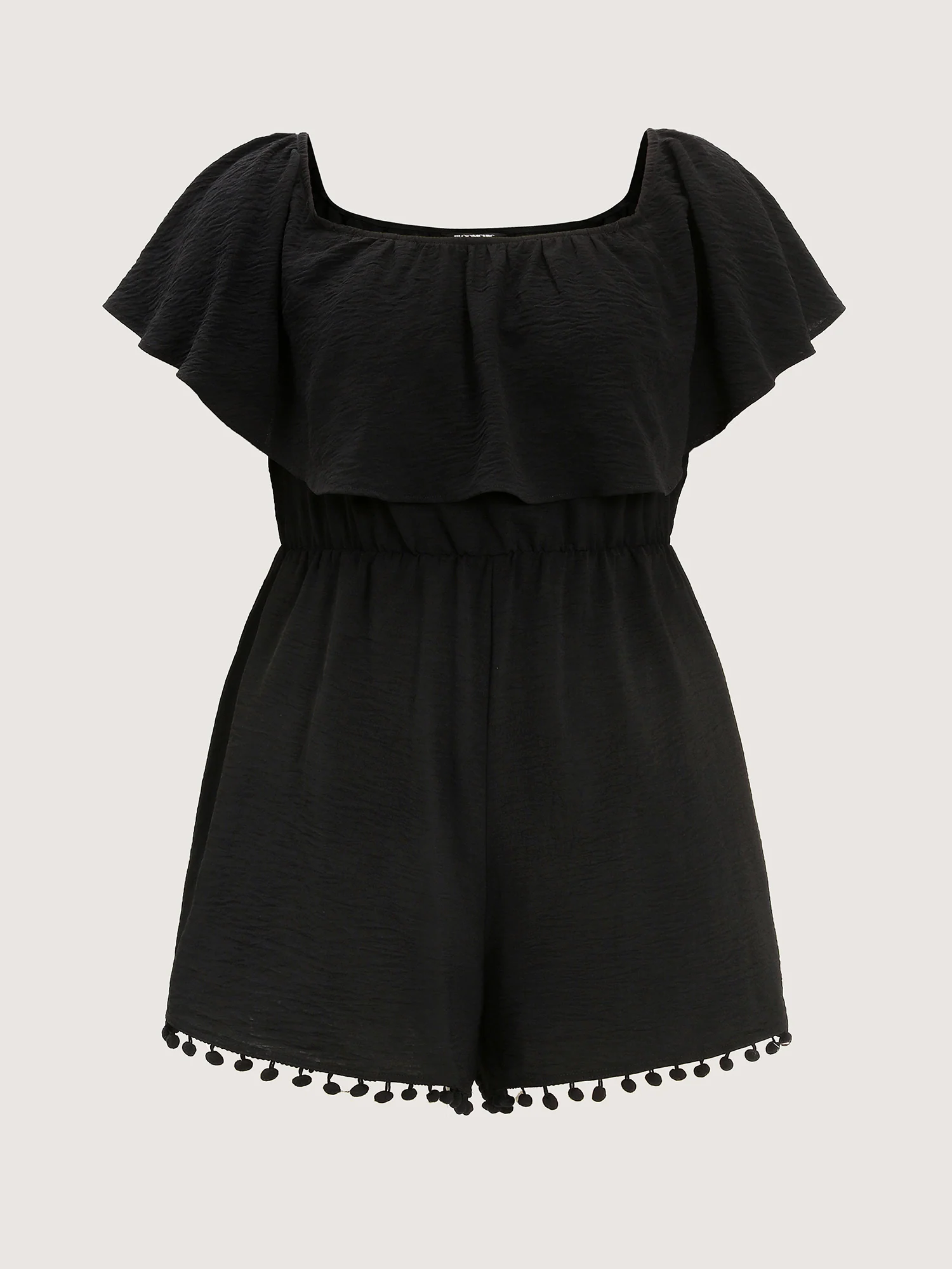 Off-Shoulder Tassel Hem Romper - Image 7