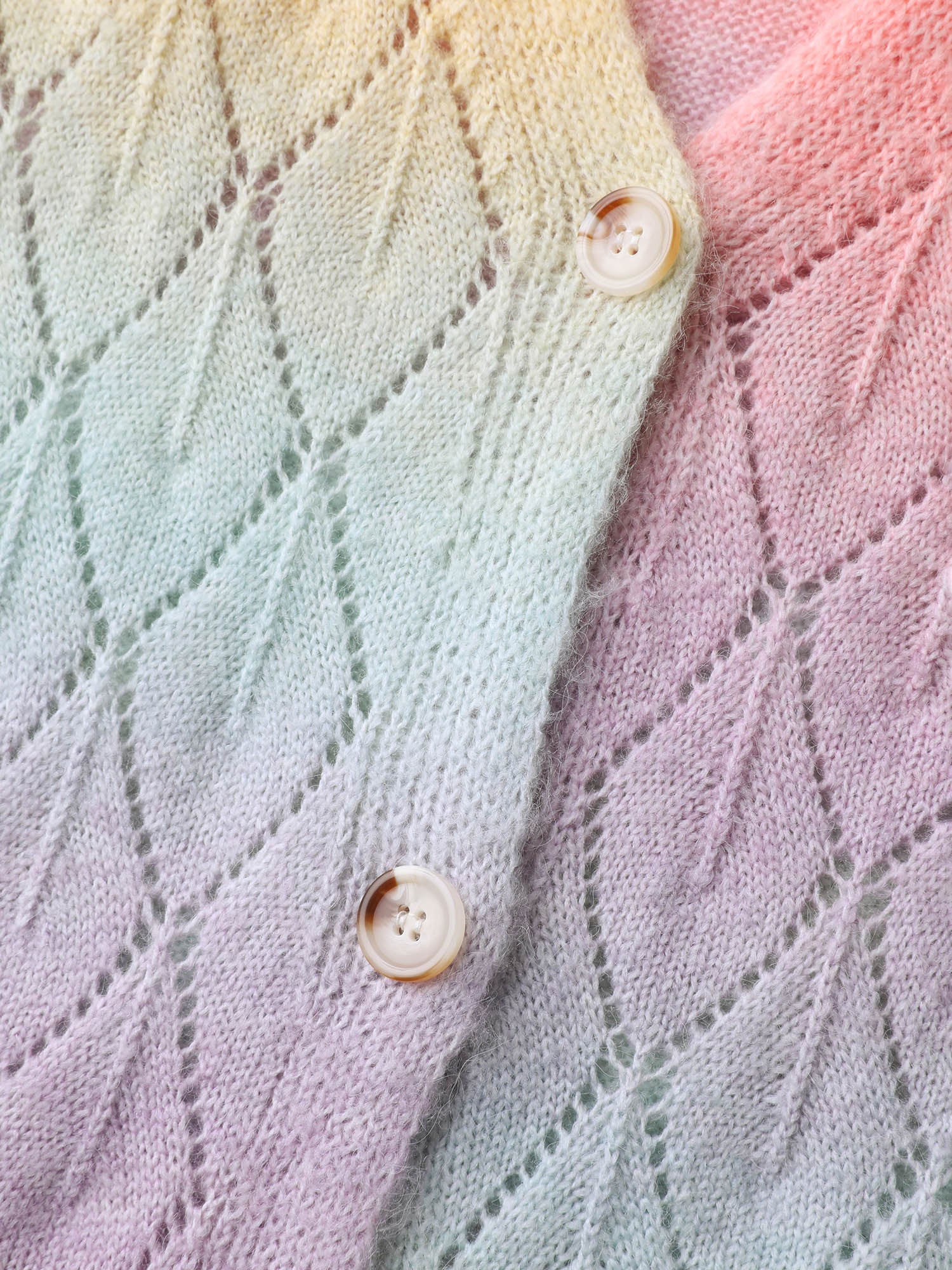 Ombre Gradient Eyelet Trim Knit Cardigan - Image 5