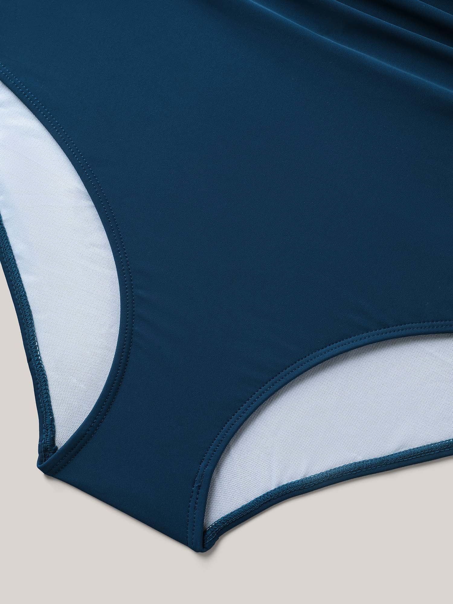 Surplice Neckline Belted Plain One-Piece Swimsuit - Image 15
