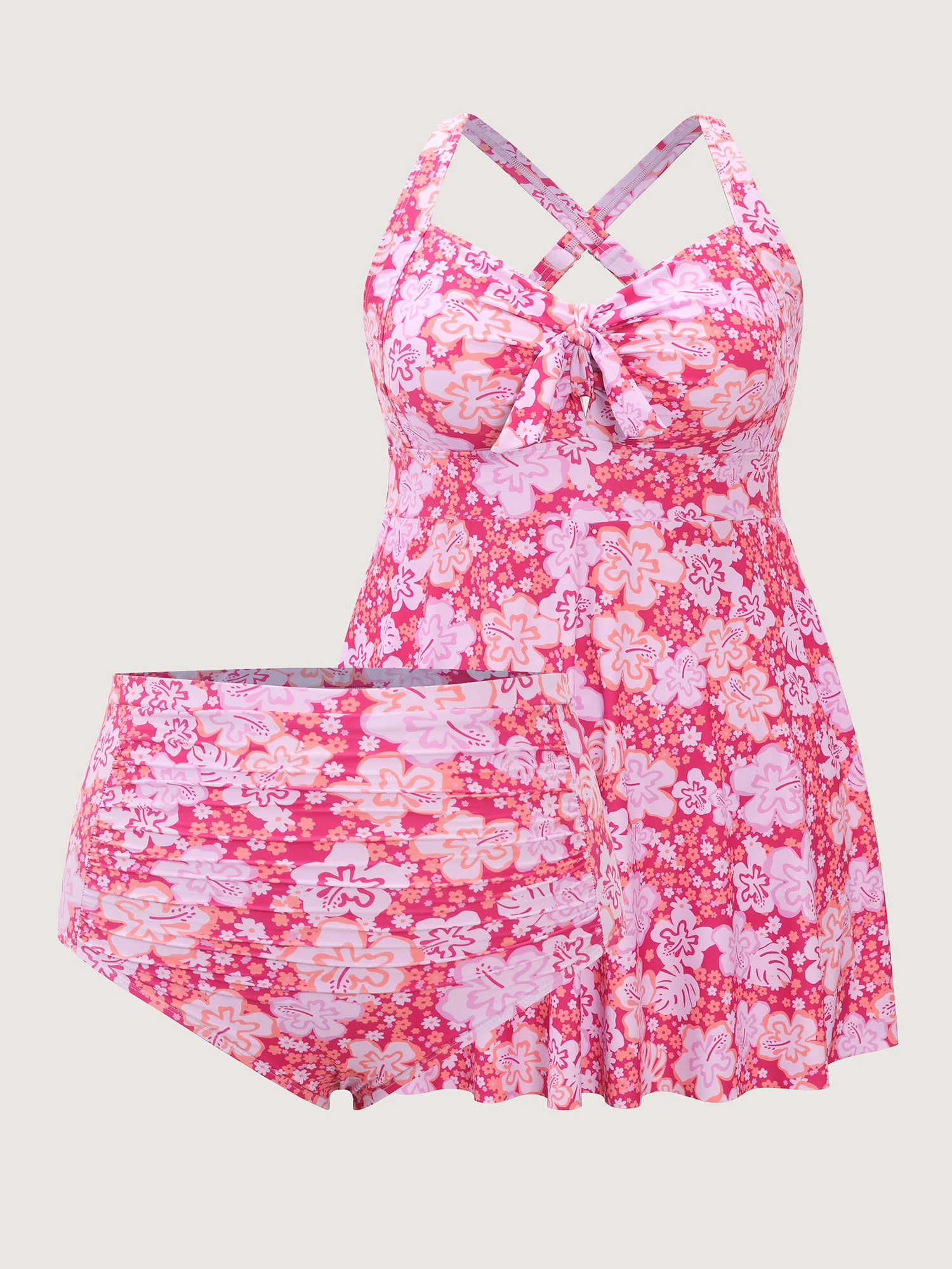 Paradise Floral Print Knotted Front Swim Dress - Image 6