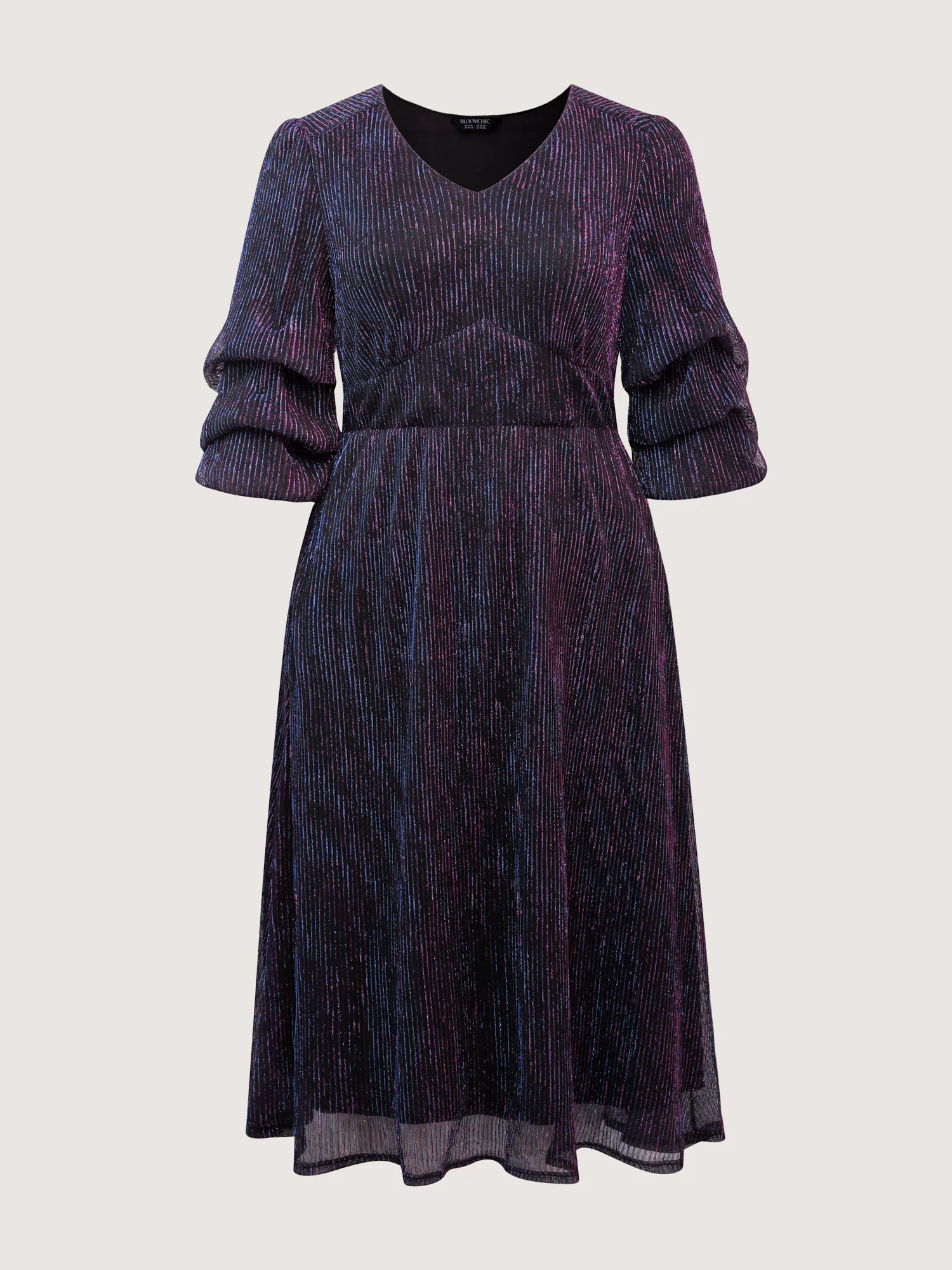 Phantom Silk Stretchy Shirred Waist Midi Dress - Image 7