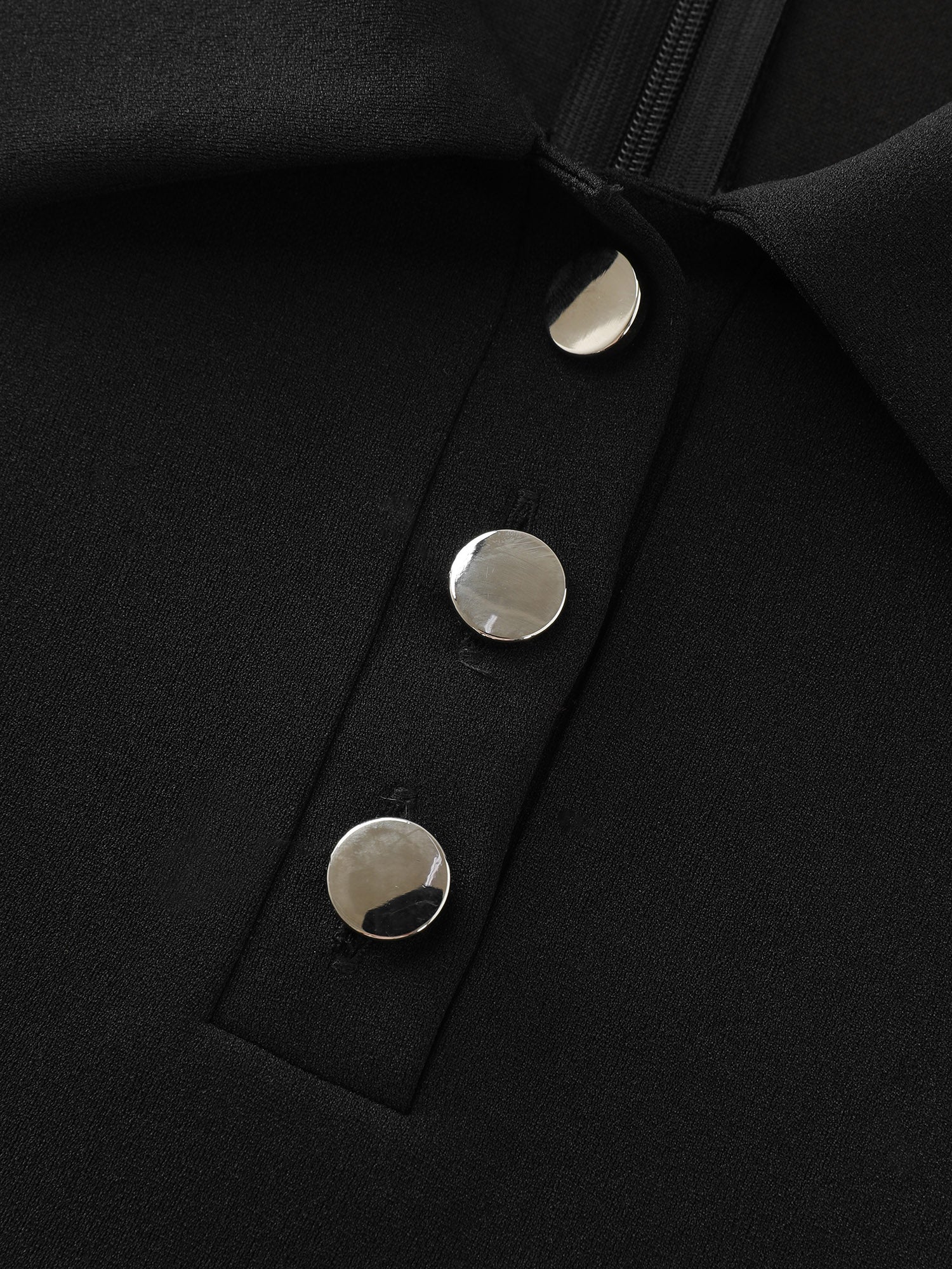Polo Collar Button Detail Pockets Knee Dress - Image 8
