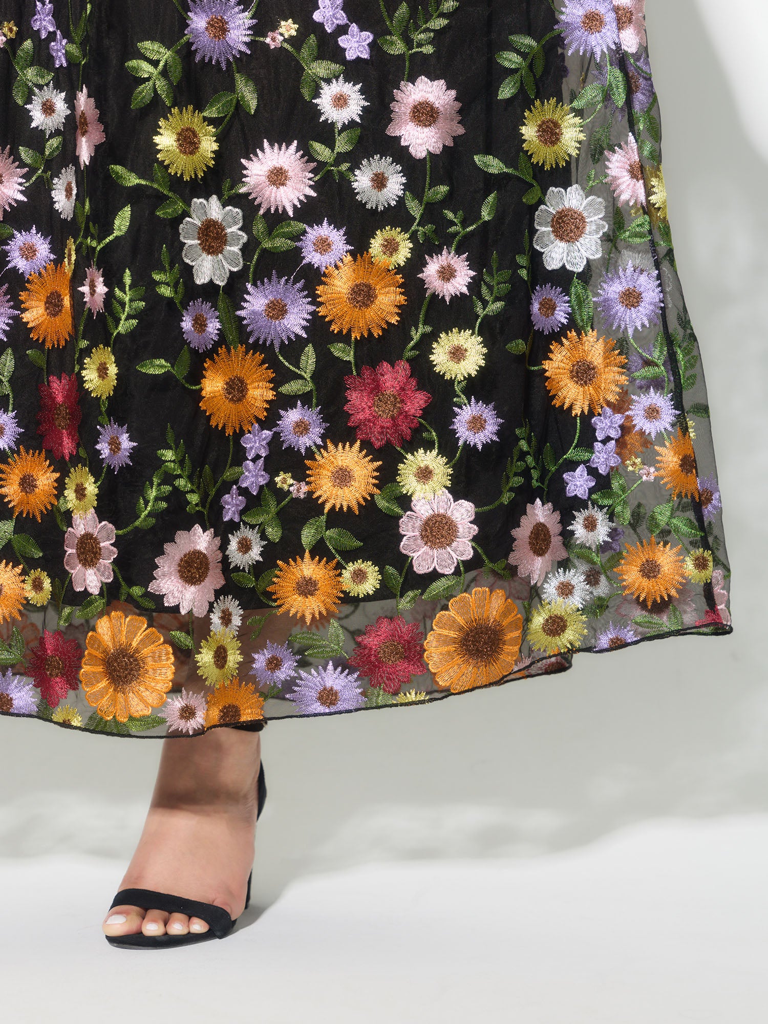 Pretty Florals Embroidered Mesh Maxi Dress - Image 5