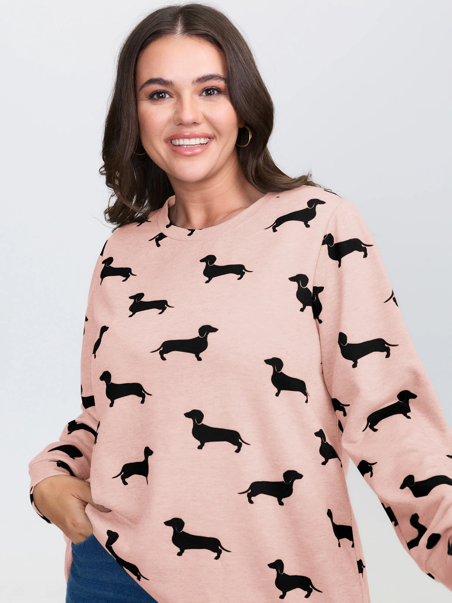 Puppy Print Round Neck Sweatshirt - Image 9