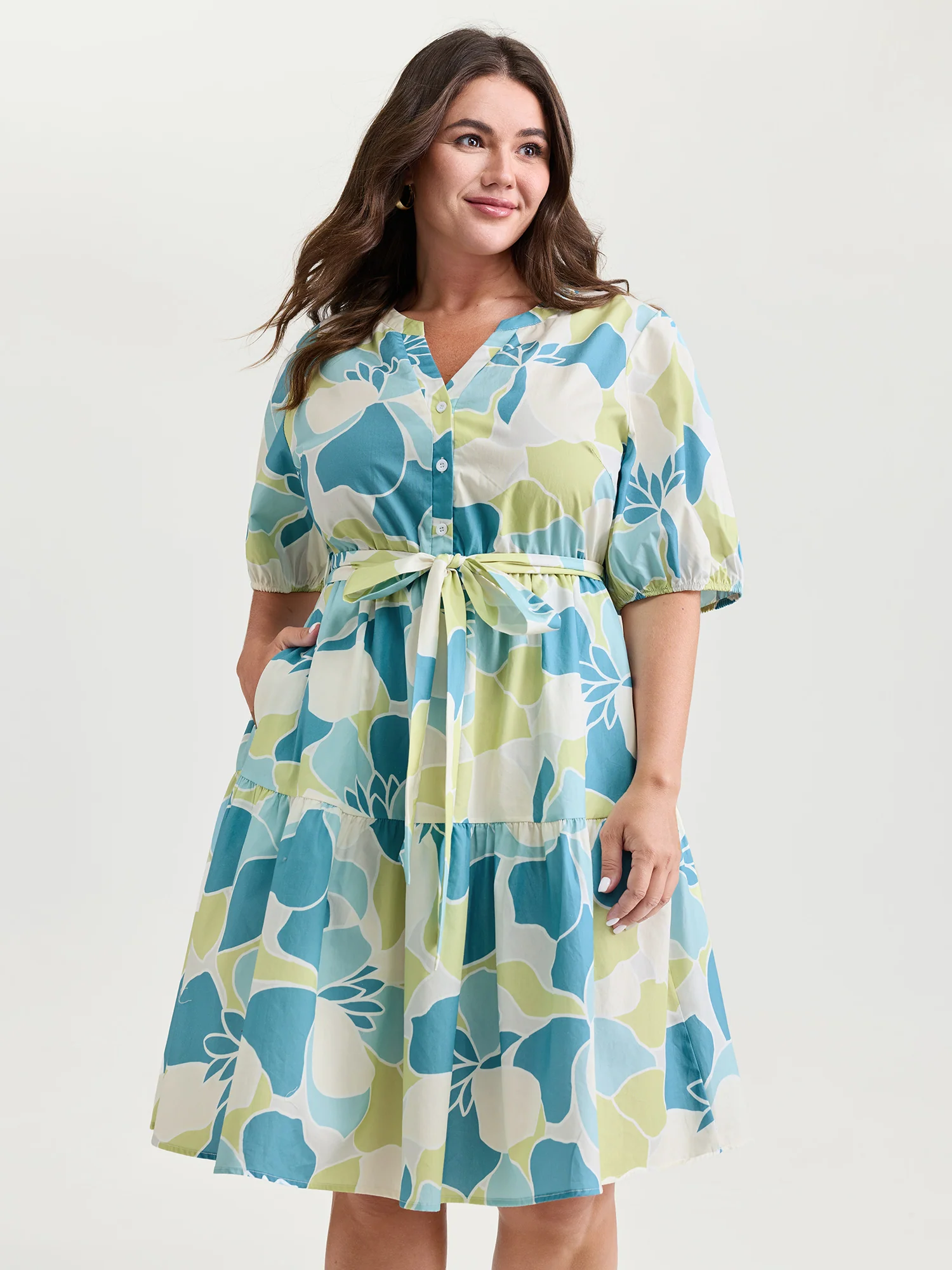 Pure Cotton Abstract Print Twisted Mini Dress