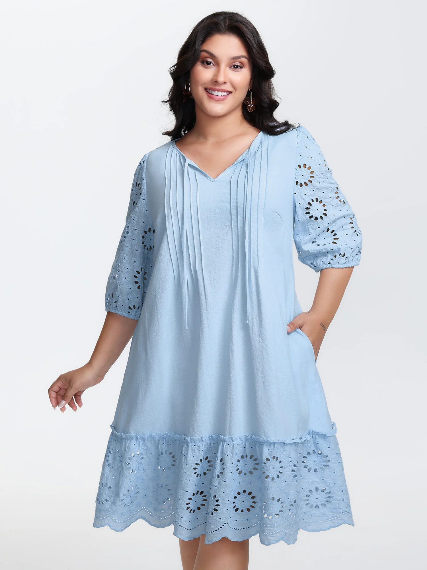 Pure Cotton Cut-Out Detail Mini Dress - Image 3