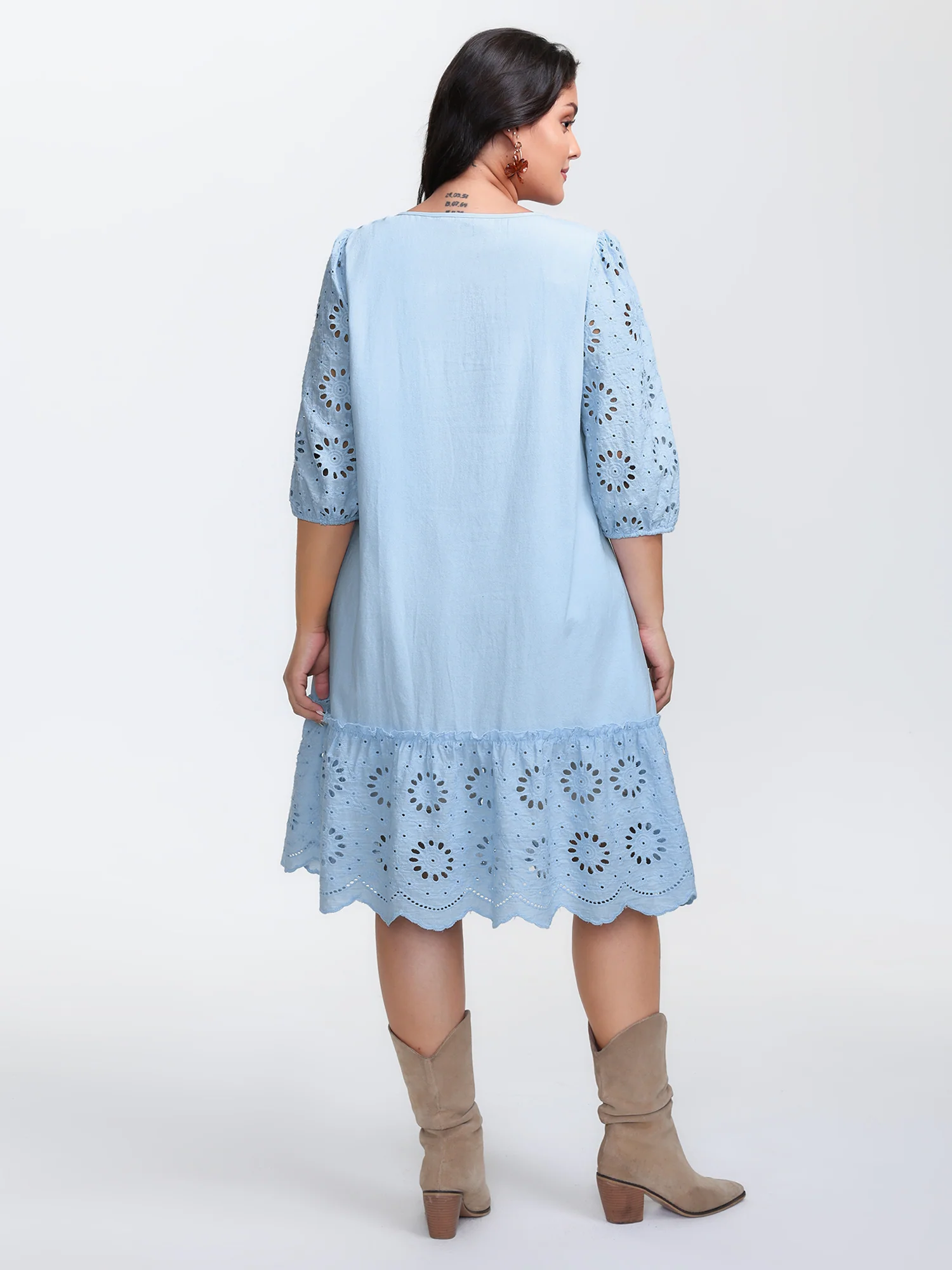 Pure Cotton Cut-Out Detail Mini Dress - Image 5