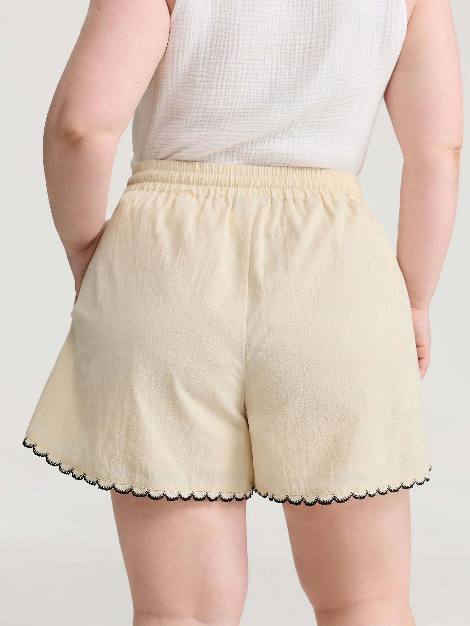 Pure Cotton Embroidered Hem Drawstring Shorts - Image 5