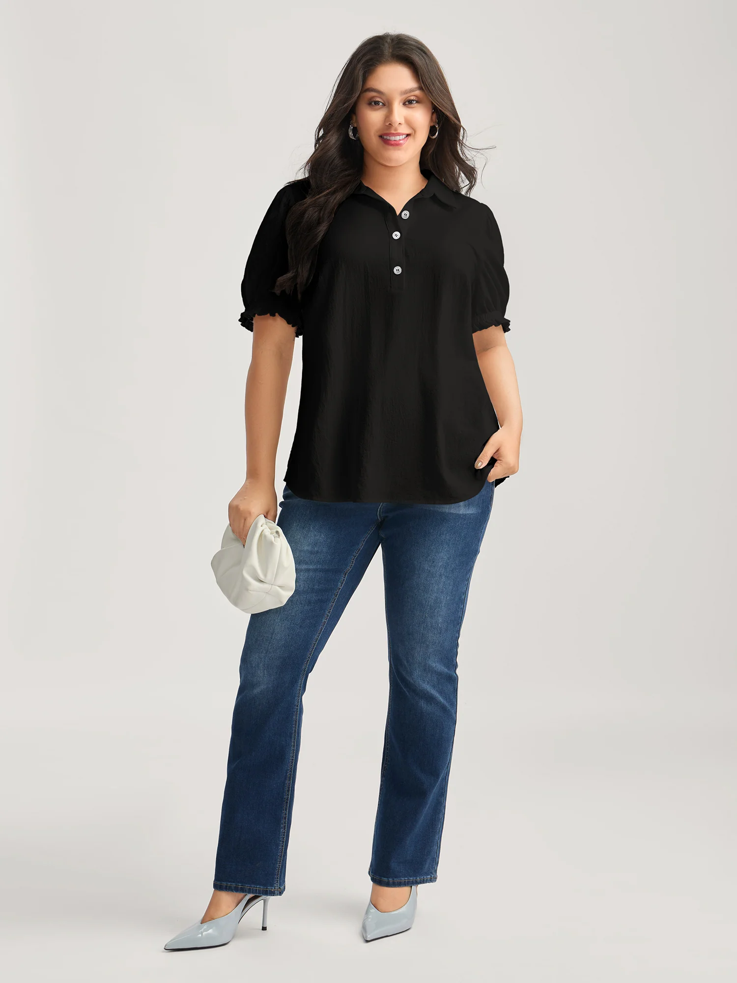 Pure Cotton Ruffled Puffy Sleeve Blouse - Image 3