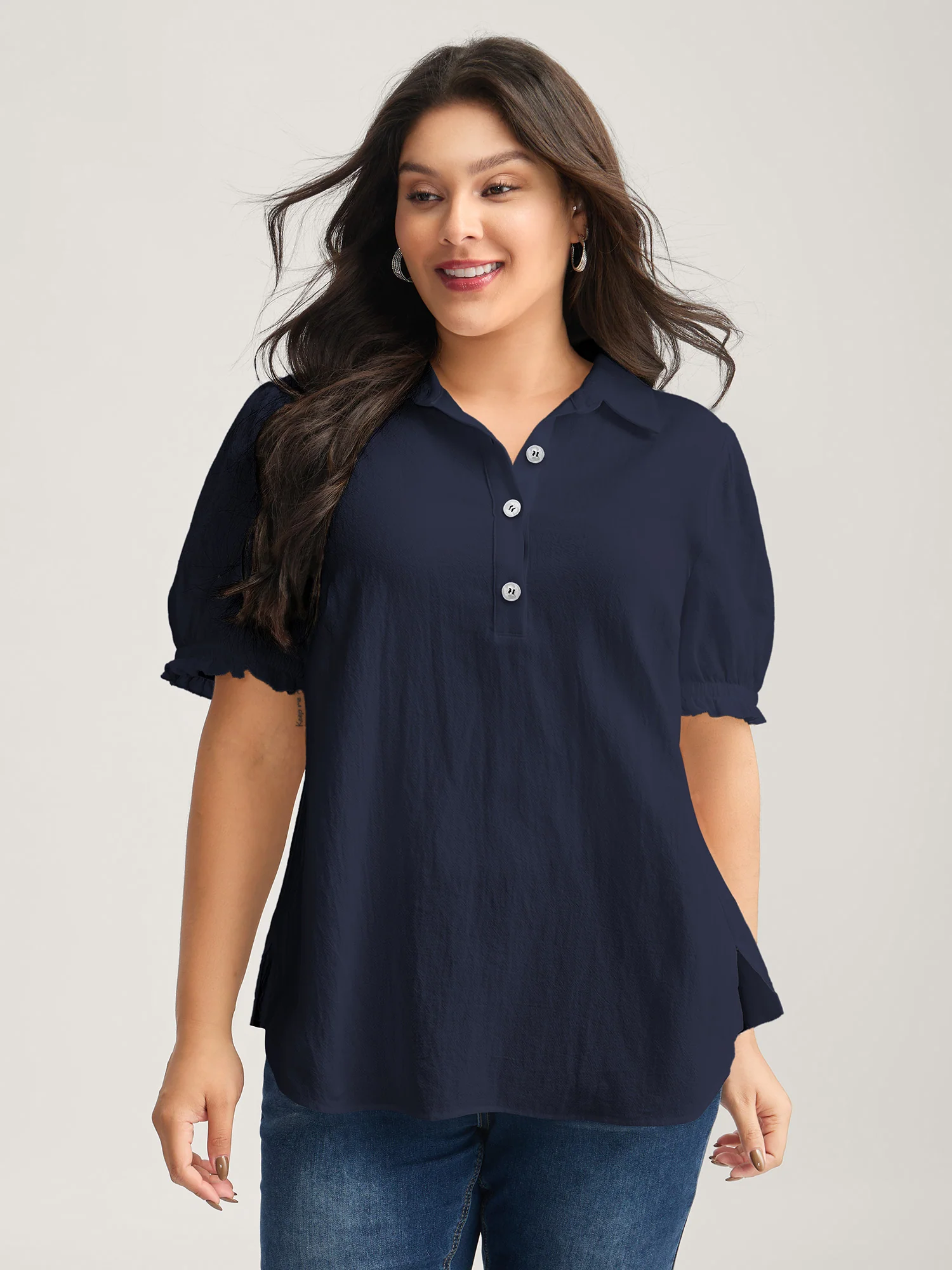 Pure Cotton Ruffled Puffy Sleeve Blouse - Image 6