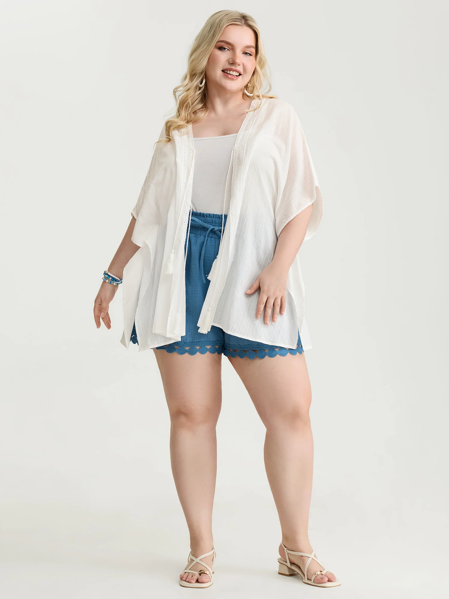 Pure Cotton Tassels Sheer Kimono - Image 3