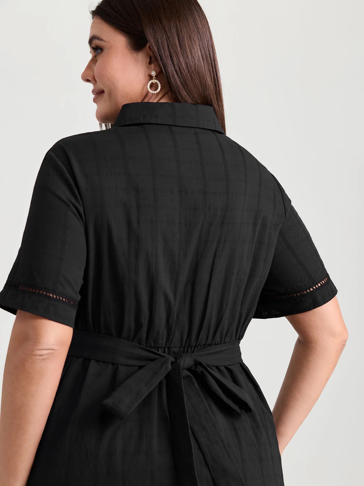 Pure Cotton Textured Overlap Waist Midi Dress - Image 4