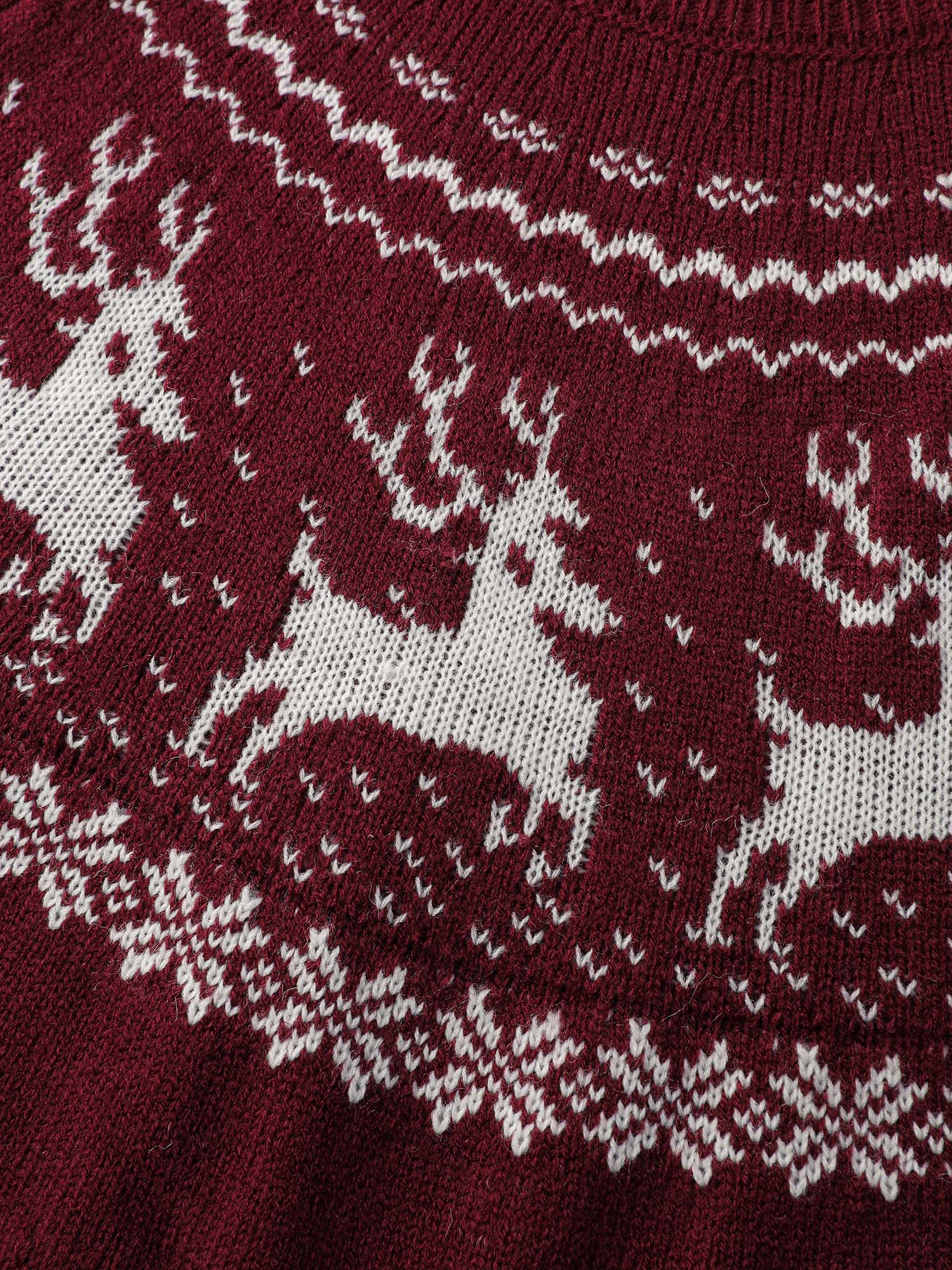 Reindeer Print Cinched-Waist Sweater Mini Dress - Image 17