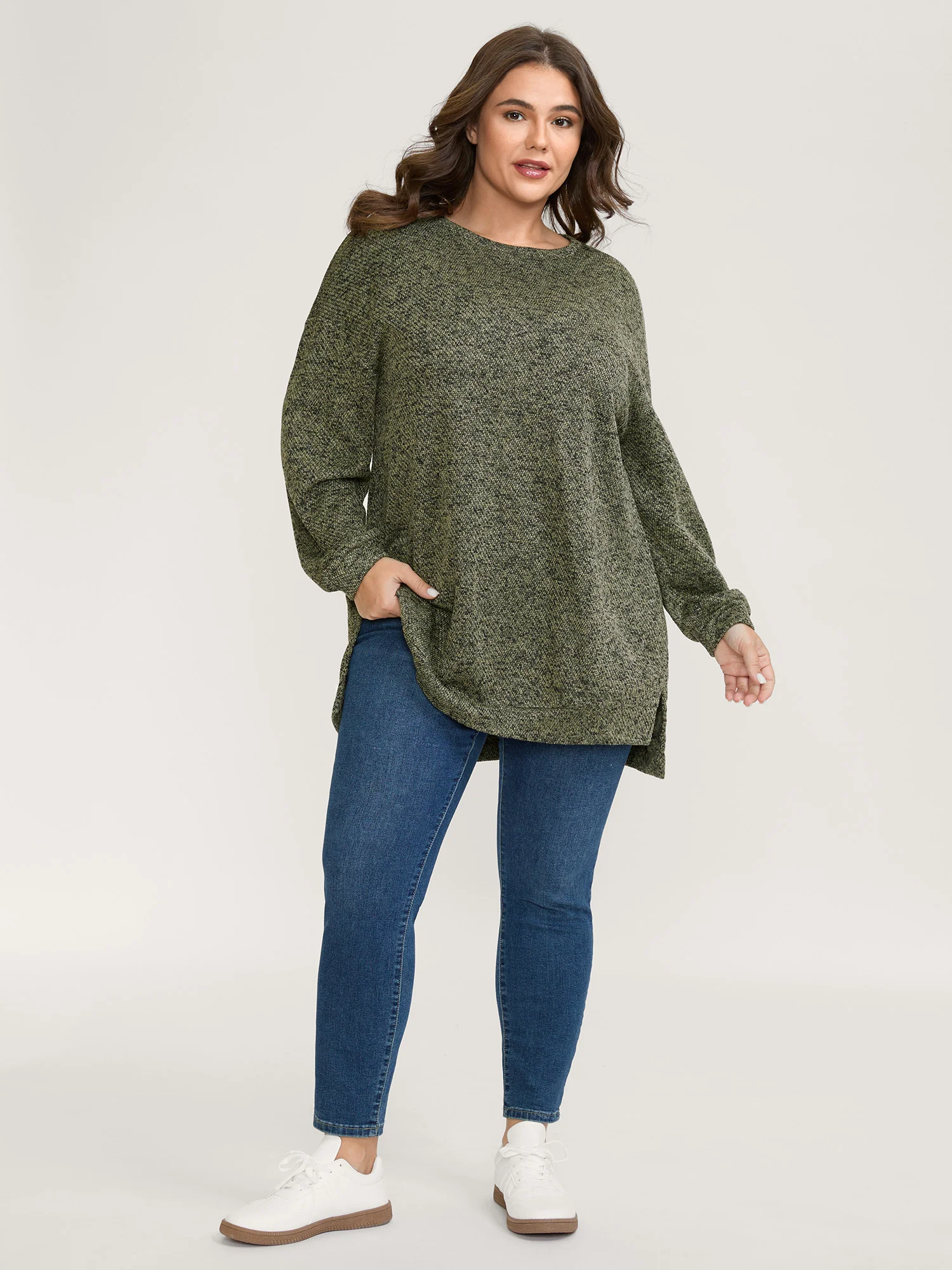 Relaxed Fit Split Hem Pullover - Image 2