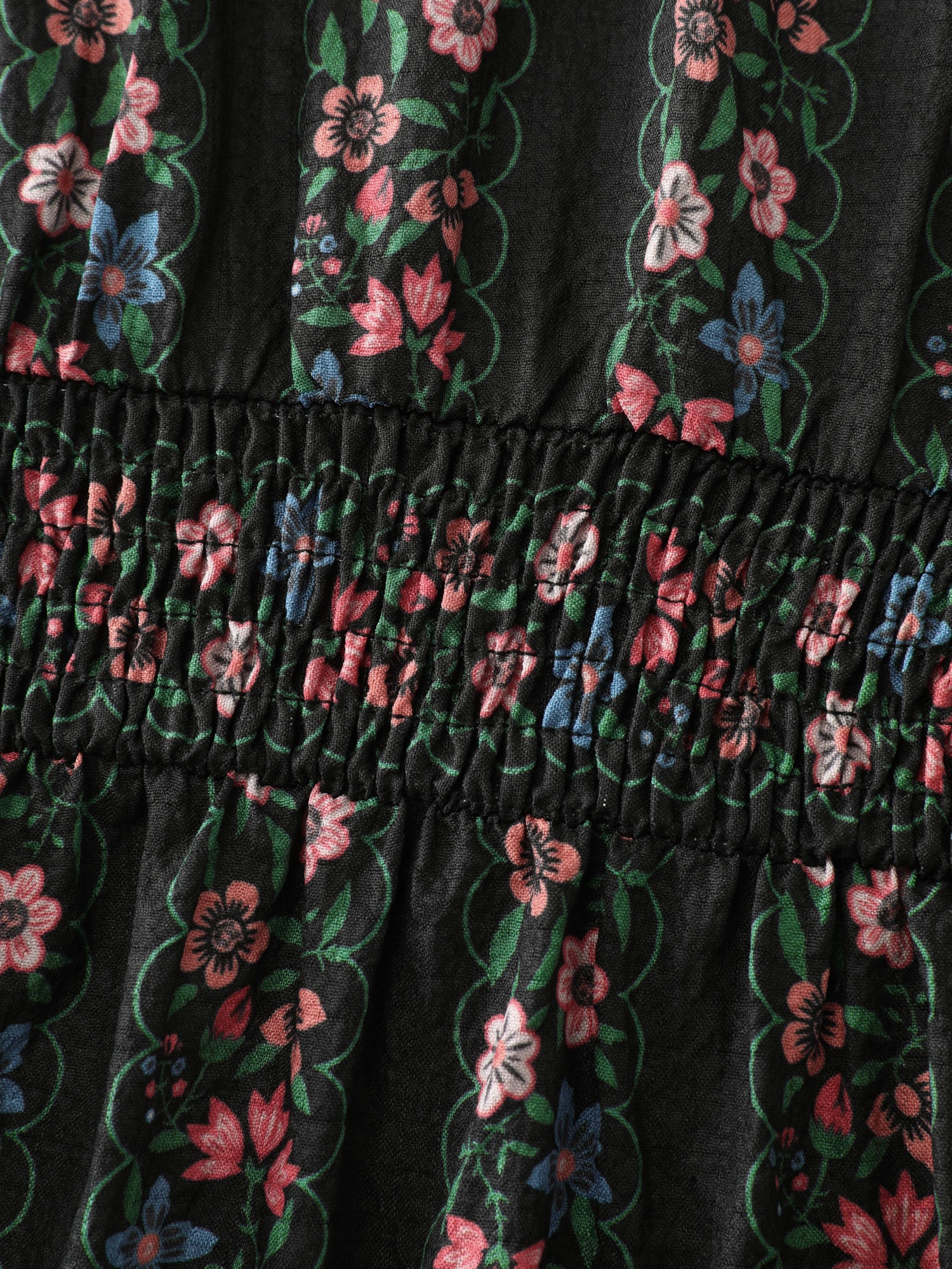 Retro Floral Stripe Tiered Midi Dress - Image 6